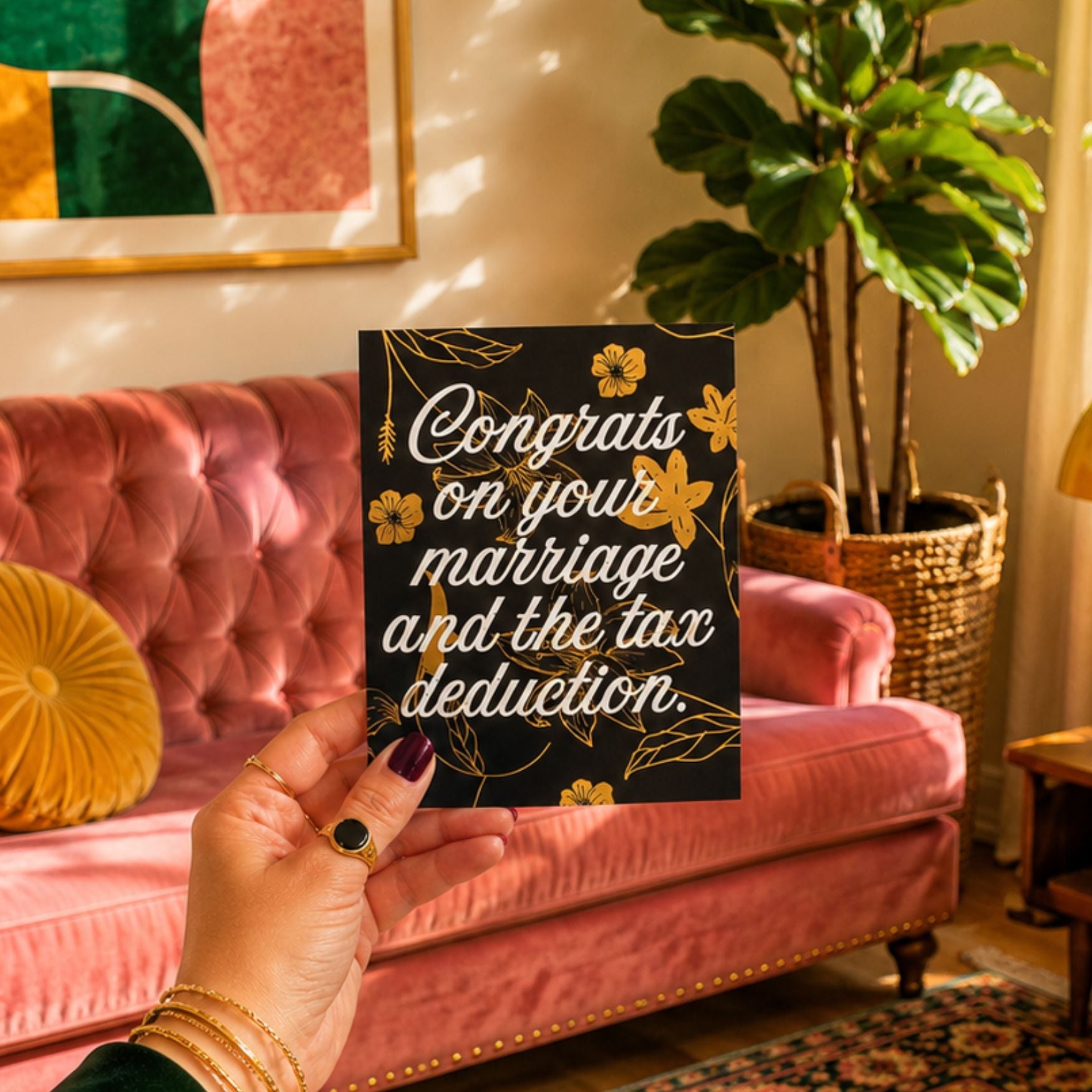 Funny Wedding Card — Congrats on Your Marriage and the Tax Deduction A2 Card