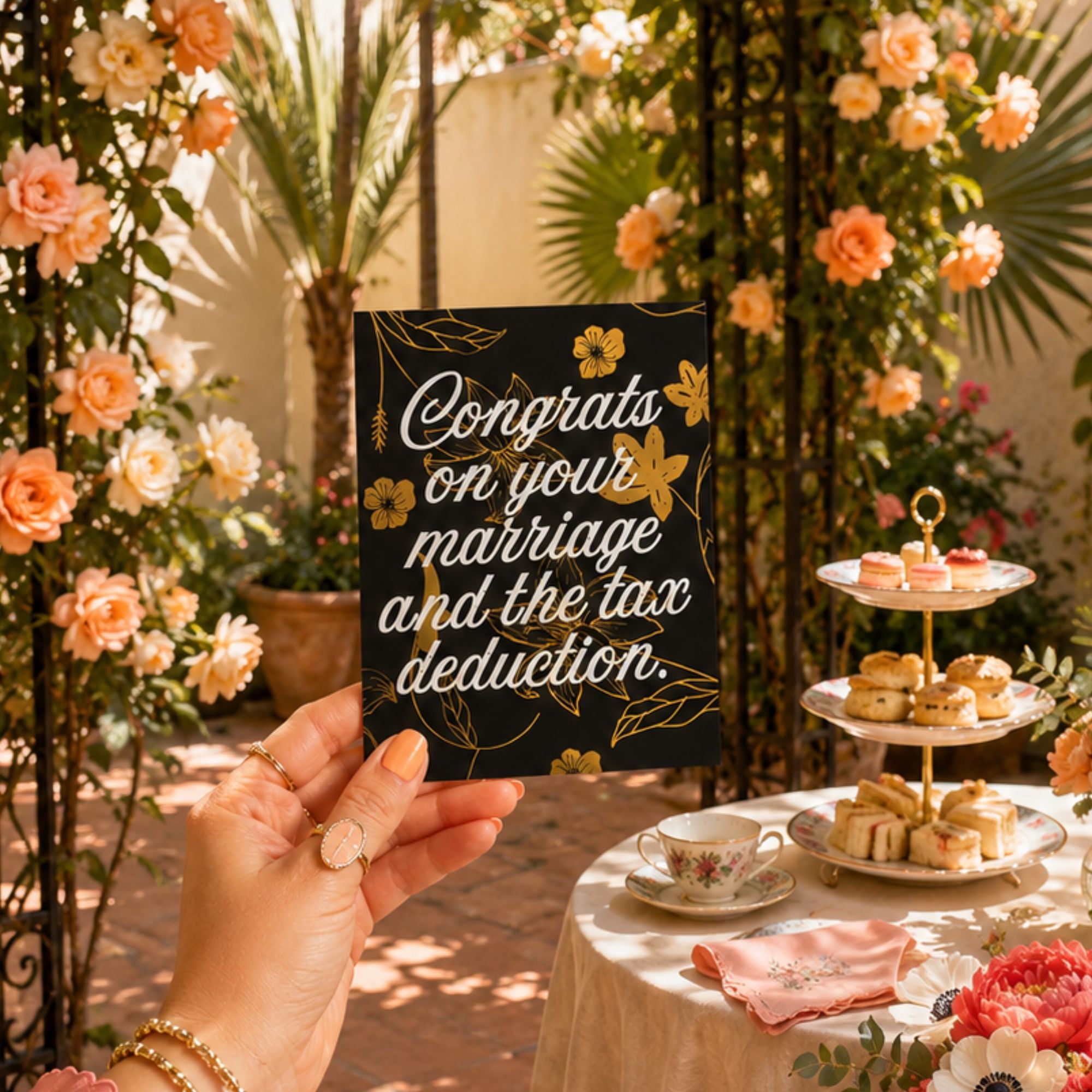 Funny Wedding Card — Congrats on Your Marriage and the Tax Deduction A2 Card