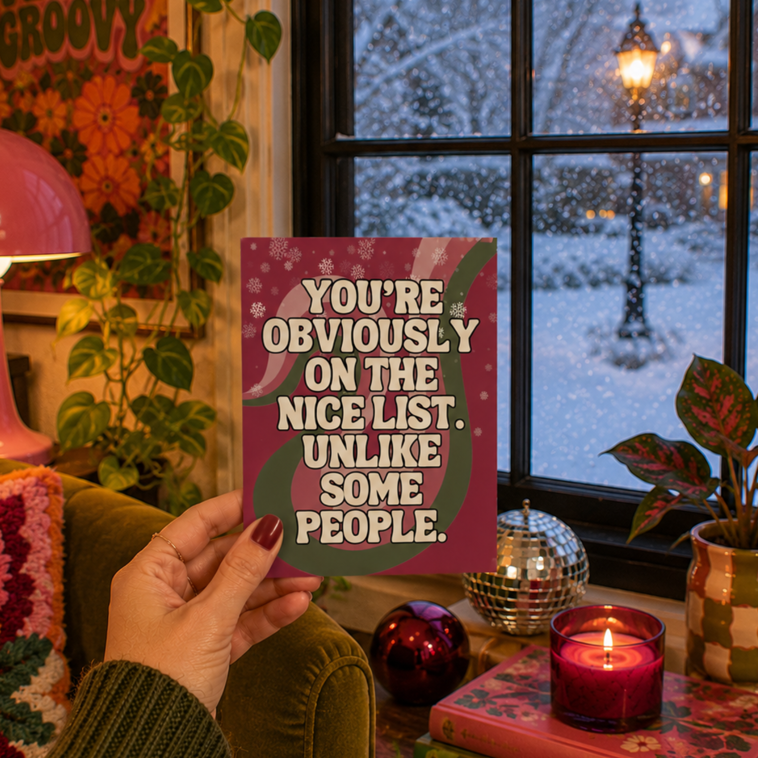 Funny Christmas Card: You're On the Nice List, Unlike Some People A2 Card