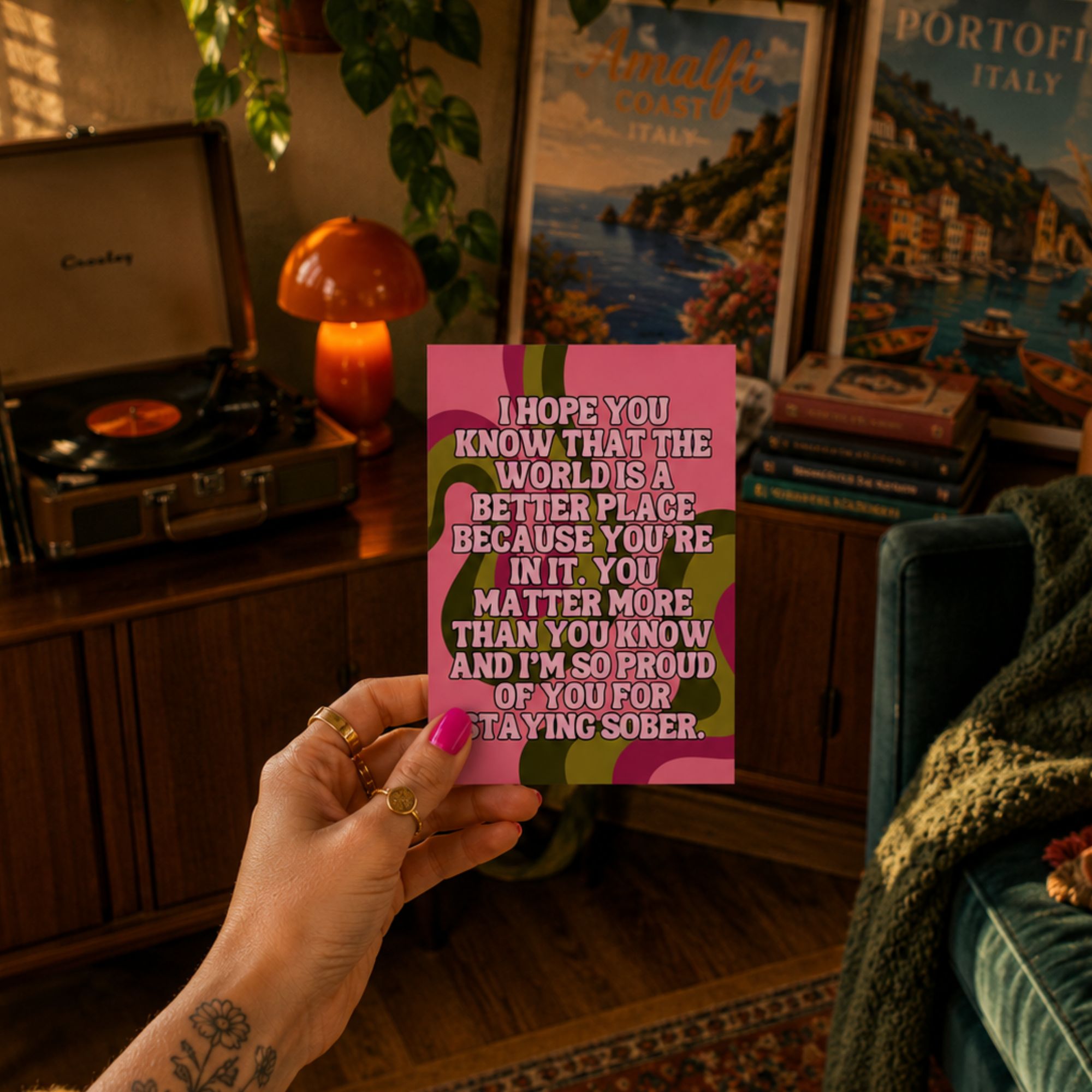 AA Sobriety Card — Recovery Encouragement Proud of You A2 Card