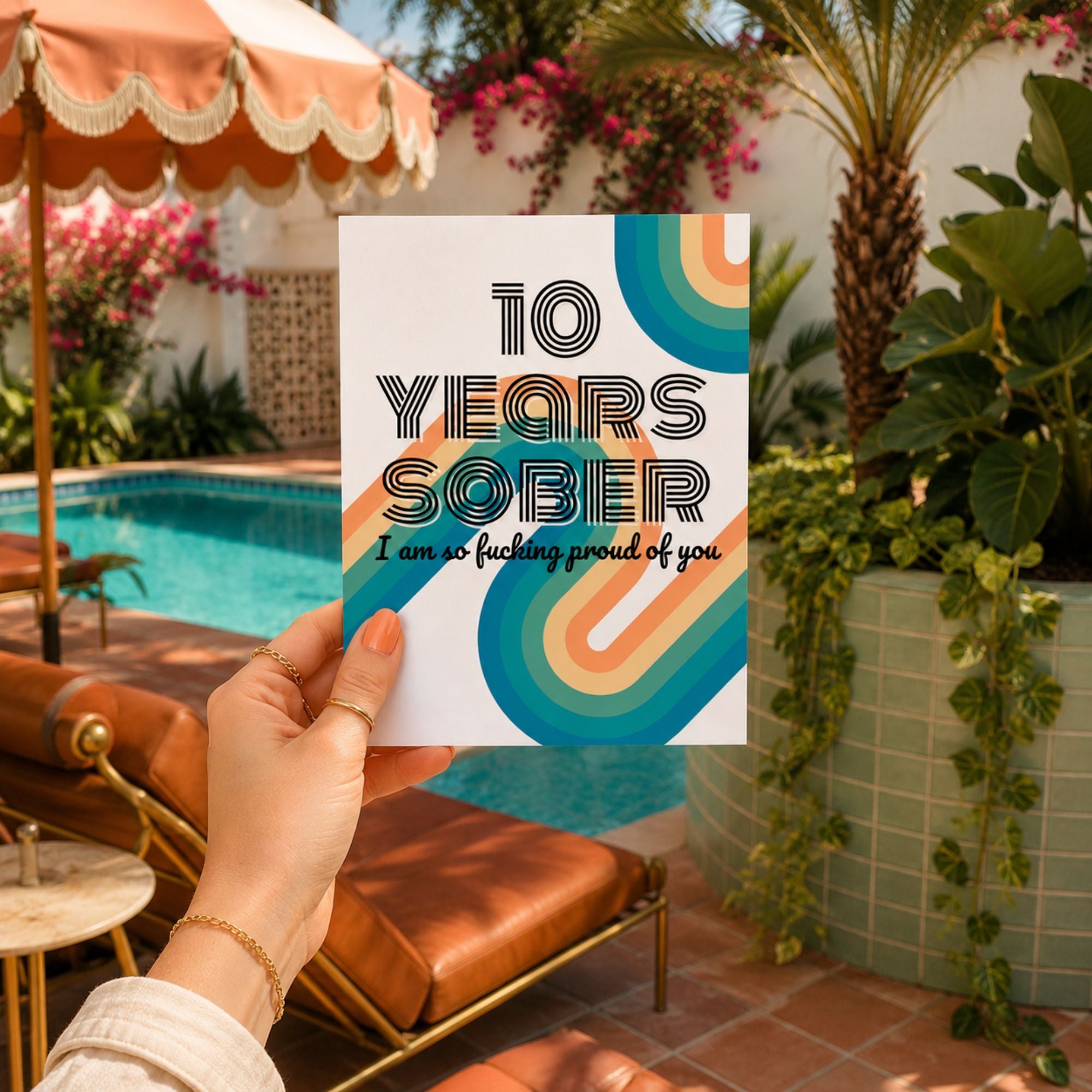 Funny Sobriety Card — 10 Years Sober That's a Hell of a Big Deal A2 Card