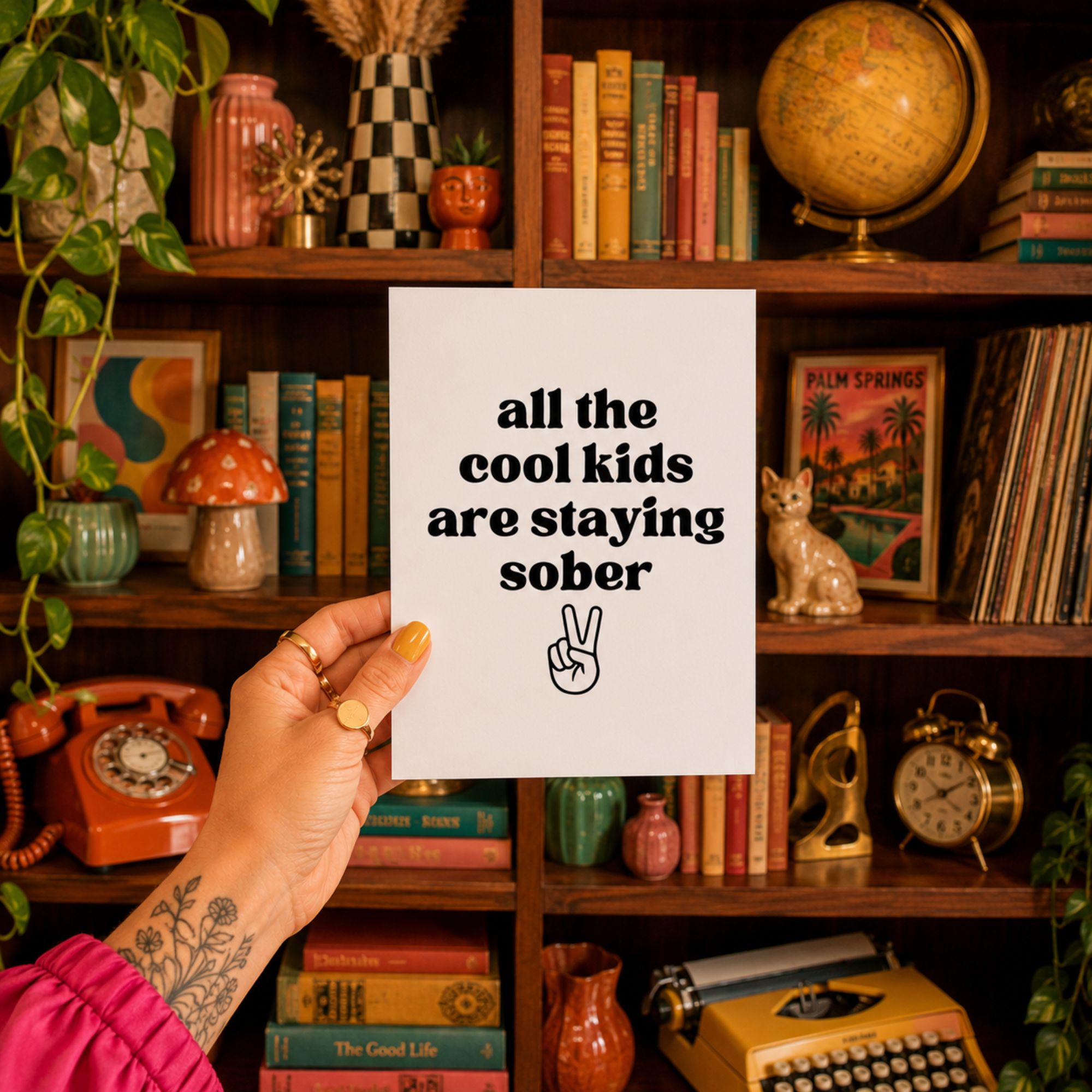 Funny Sobriety Card — All the Cool Kids Are Staying Sober A2 Card