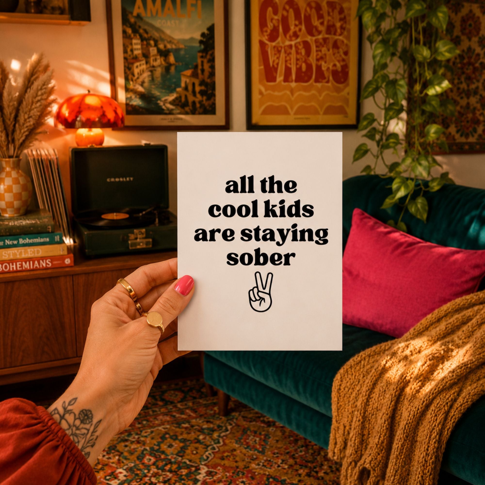 Funny Sobriety Card — All the Cool Kids Are Staying Sober A2 Card
