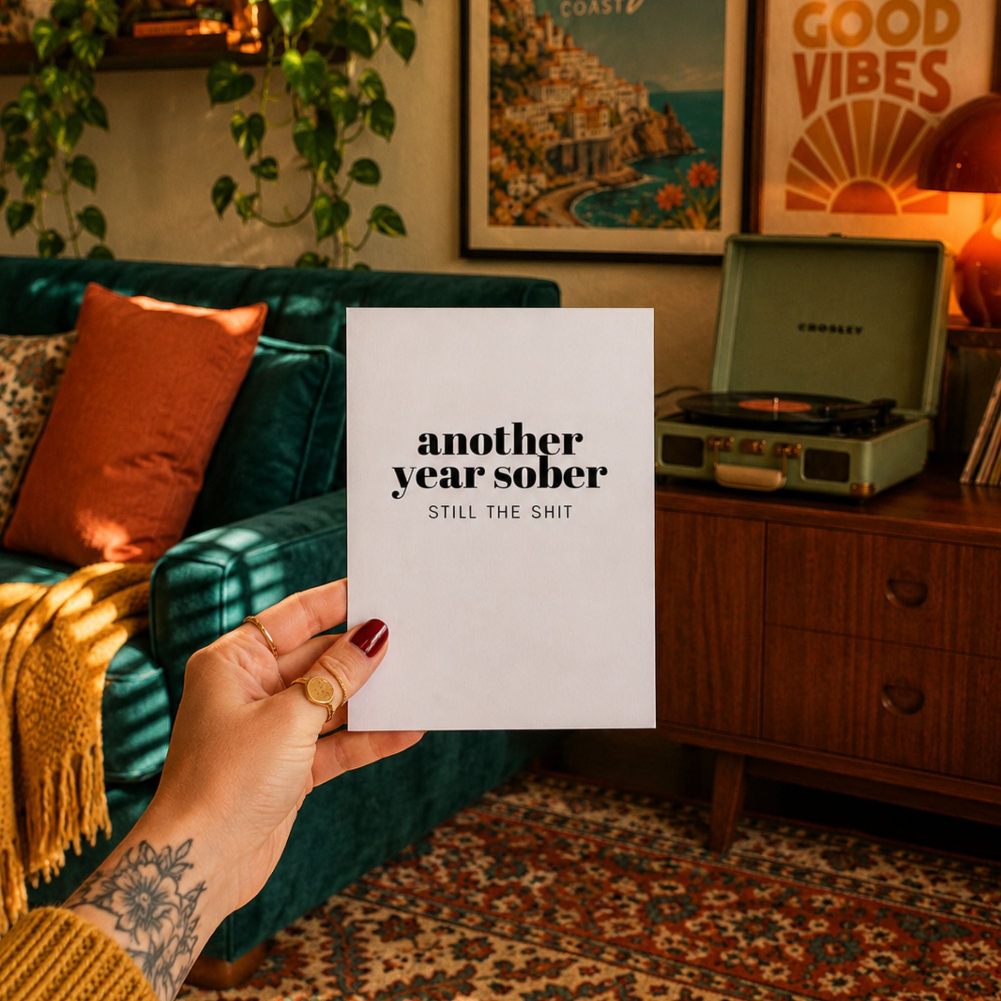 Funny Sobriety Card — Another Year Sober Still The Shit A2 Card