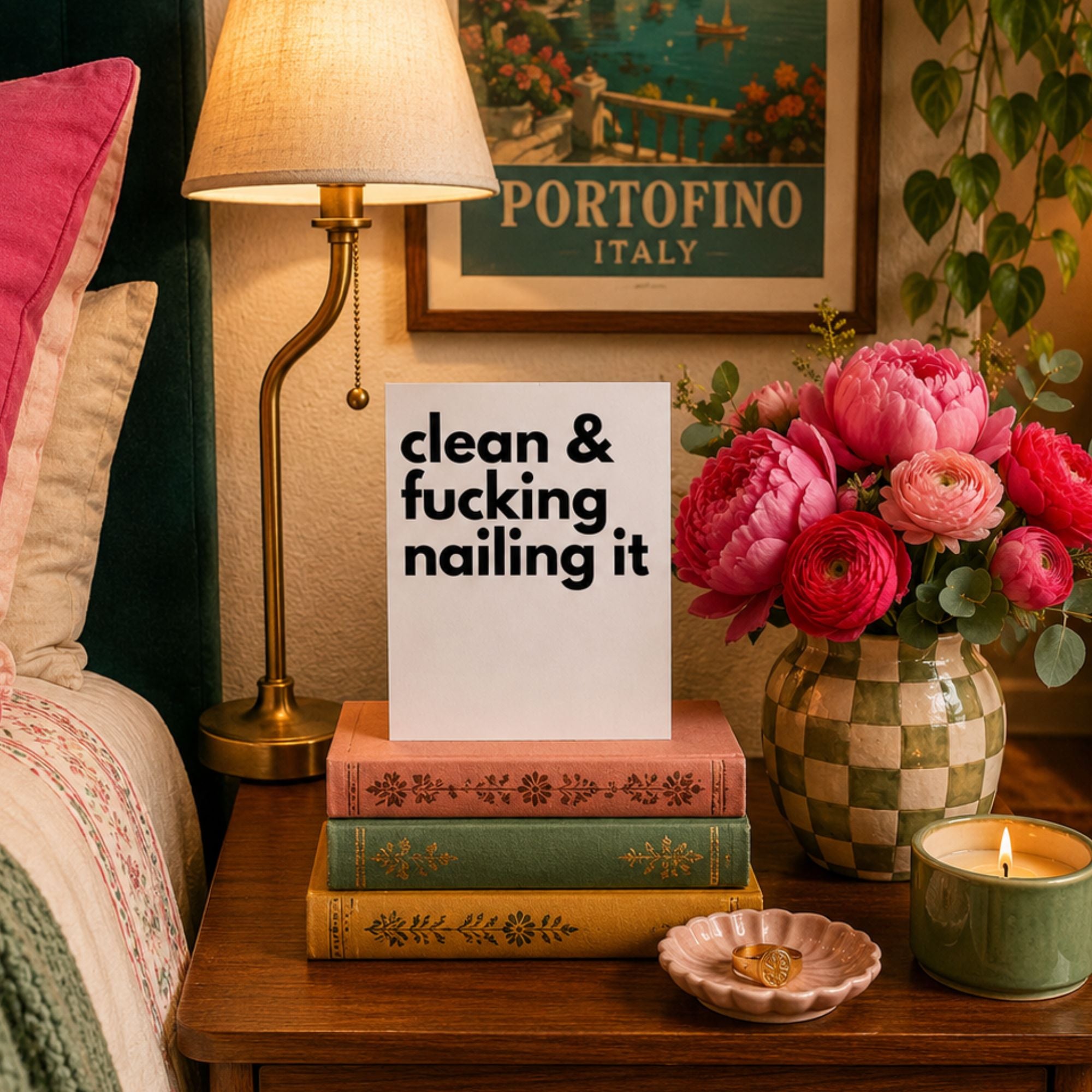 Funny Recovery Card — Clean and Fucking Nailing It A2 Card