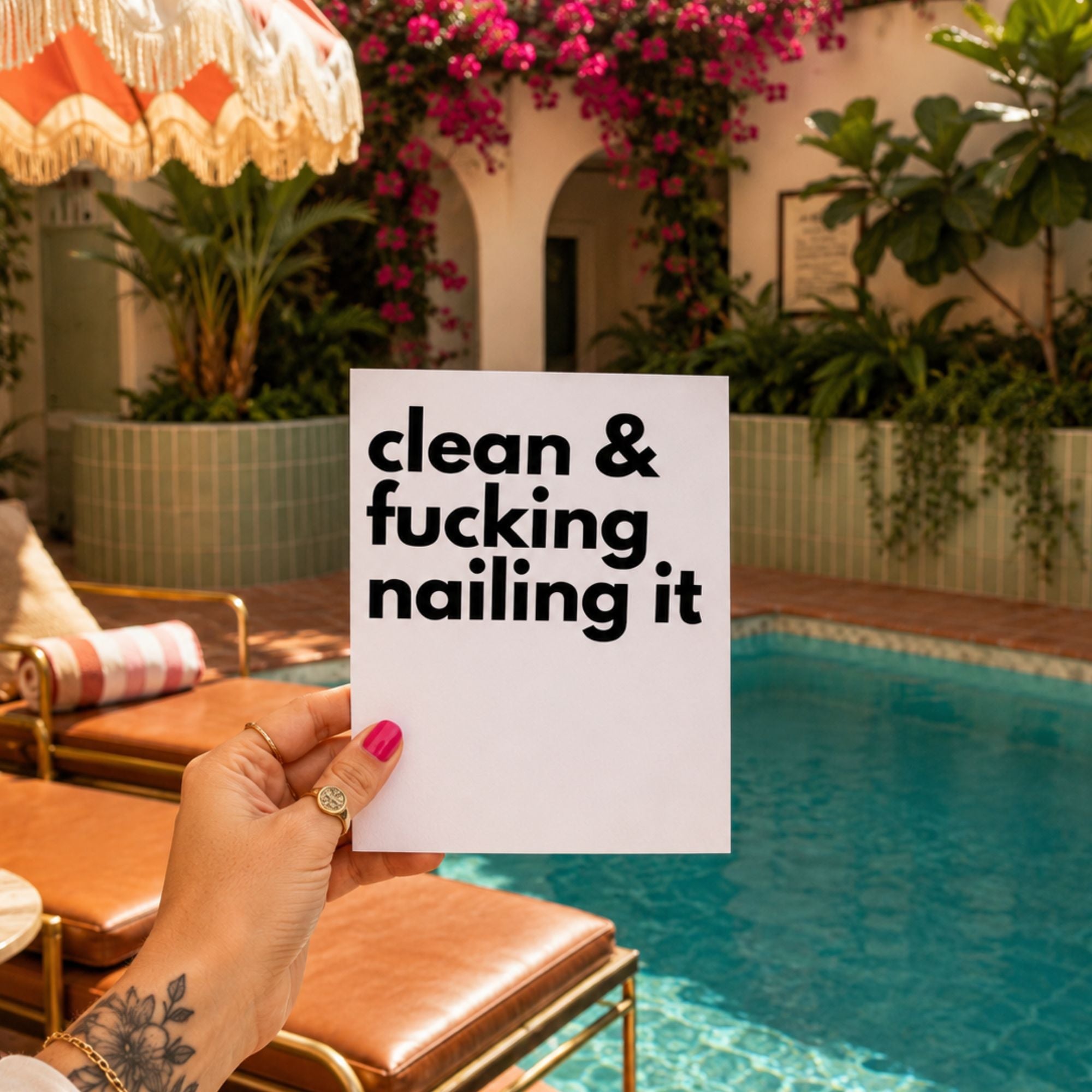 Funny Recovery Card — Clean and Fucking Nailing It A2 Card