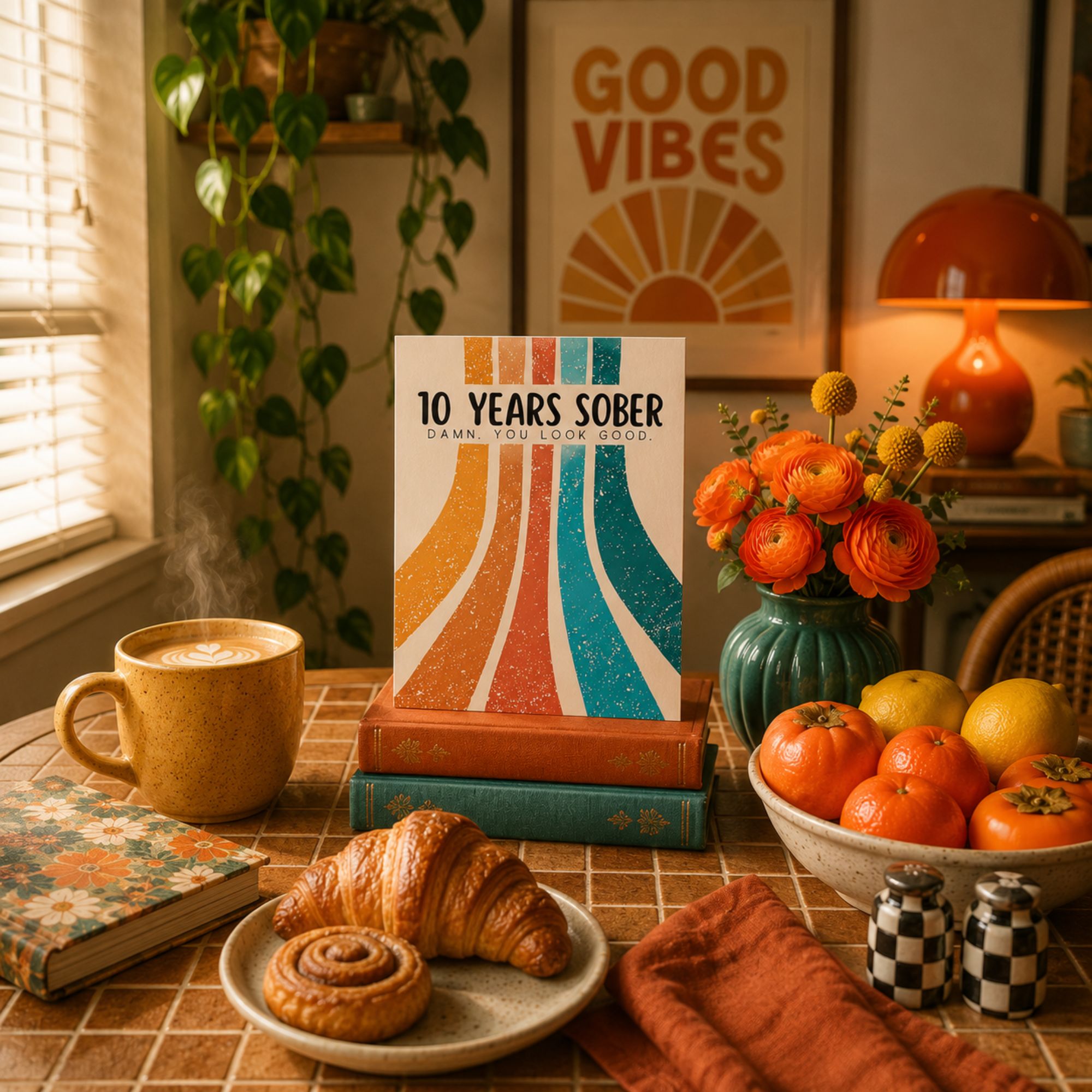 Funny Sobriety Card — 10 Years Sober Damn You Look Good A2 Card