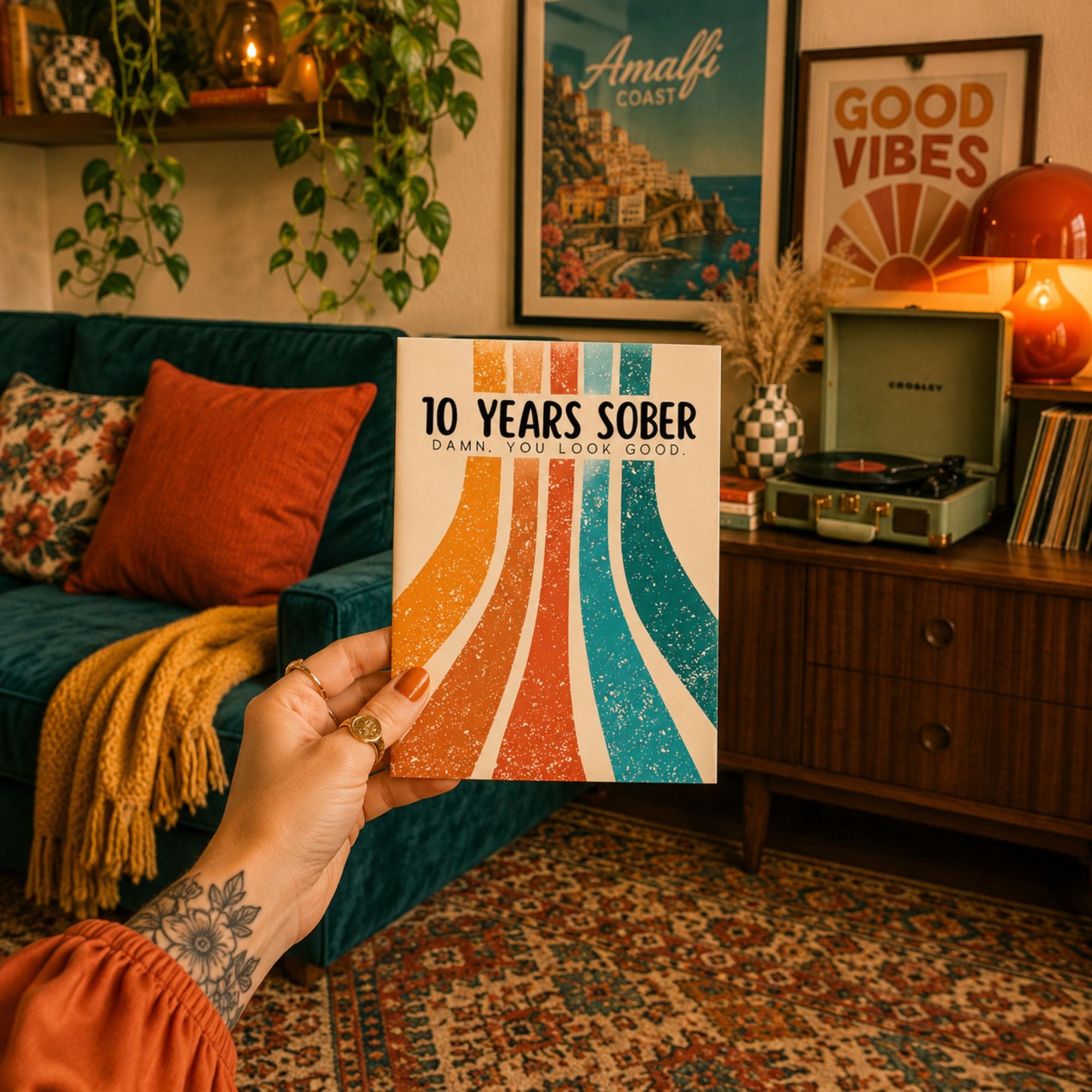 Funny Sobriety Card — 10 Years Sober Damn You Look Good A2 Card