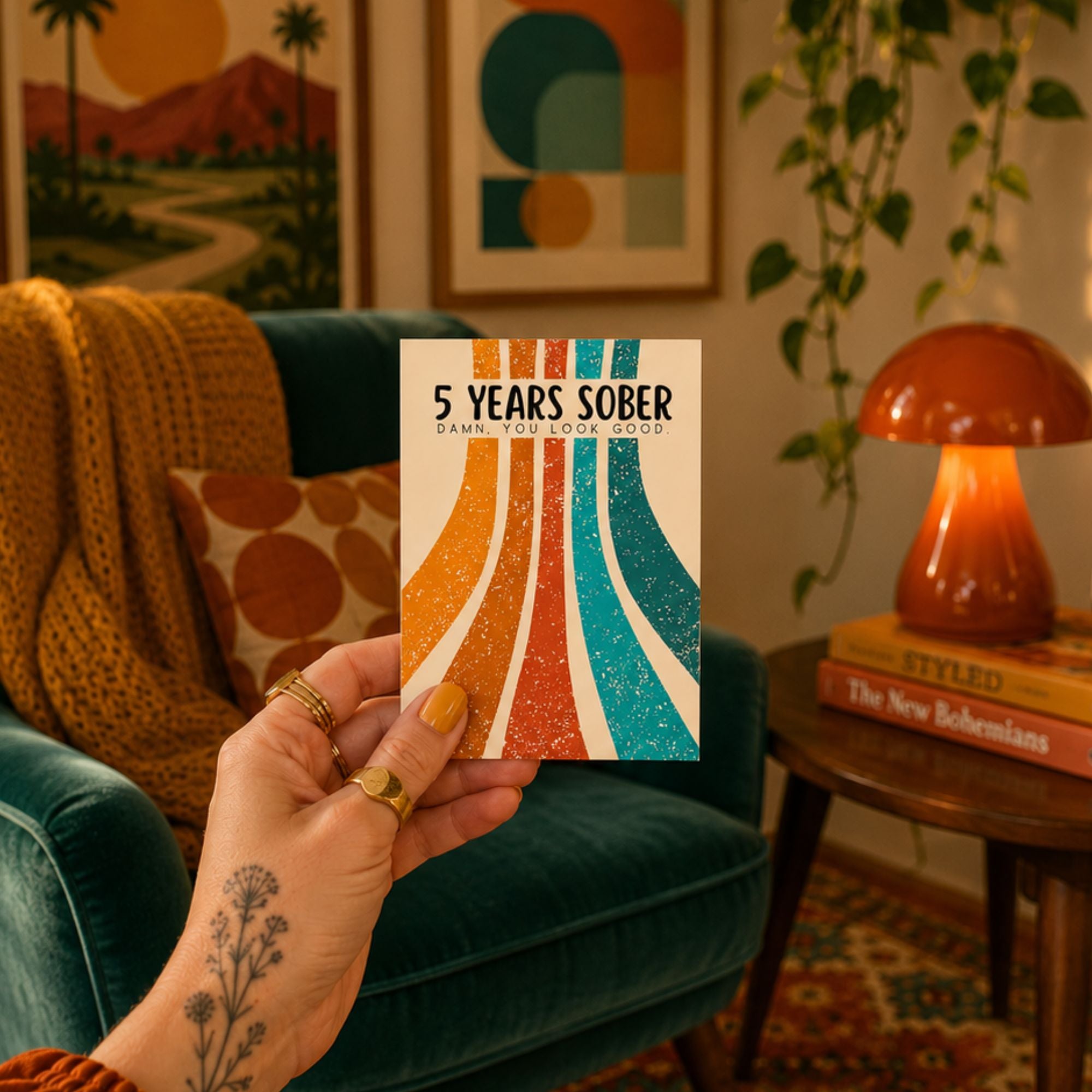 Funny Sobriety Card — 5 Years Sober Damn You Look Good A2 Card