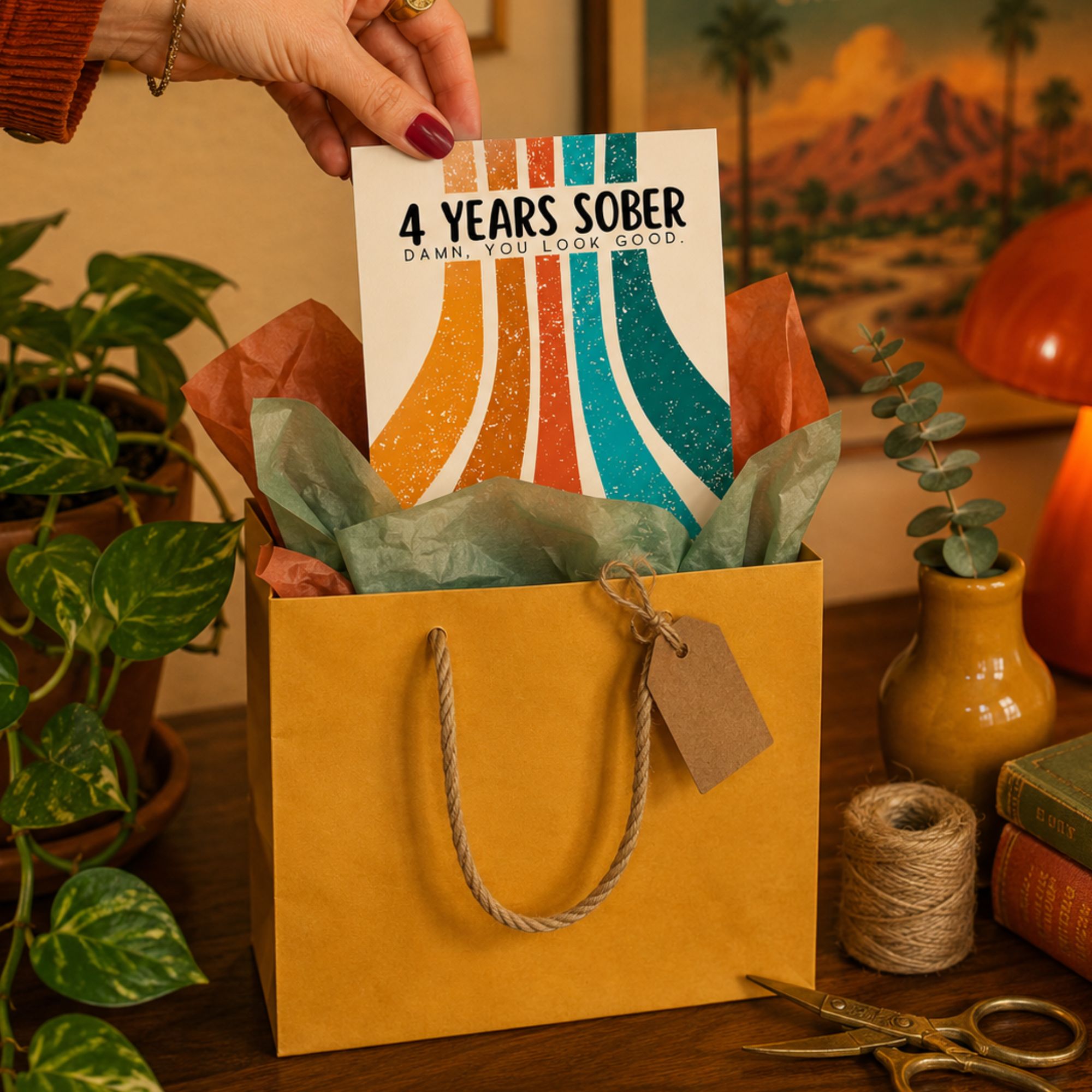 Funny Sobriety Card — 4 Years Sober Damn You Look Good A2 Card