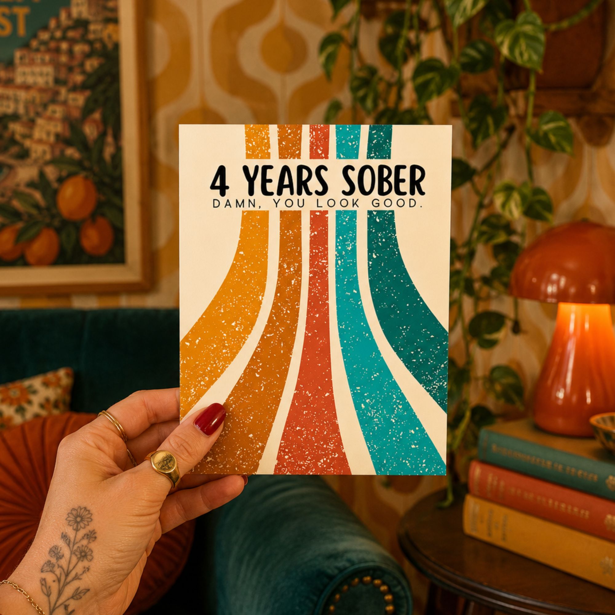 Funny Sobriety Card — 4 Years Sober Damn You Look Good A2 Card