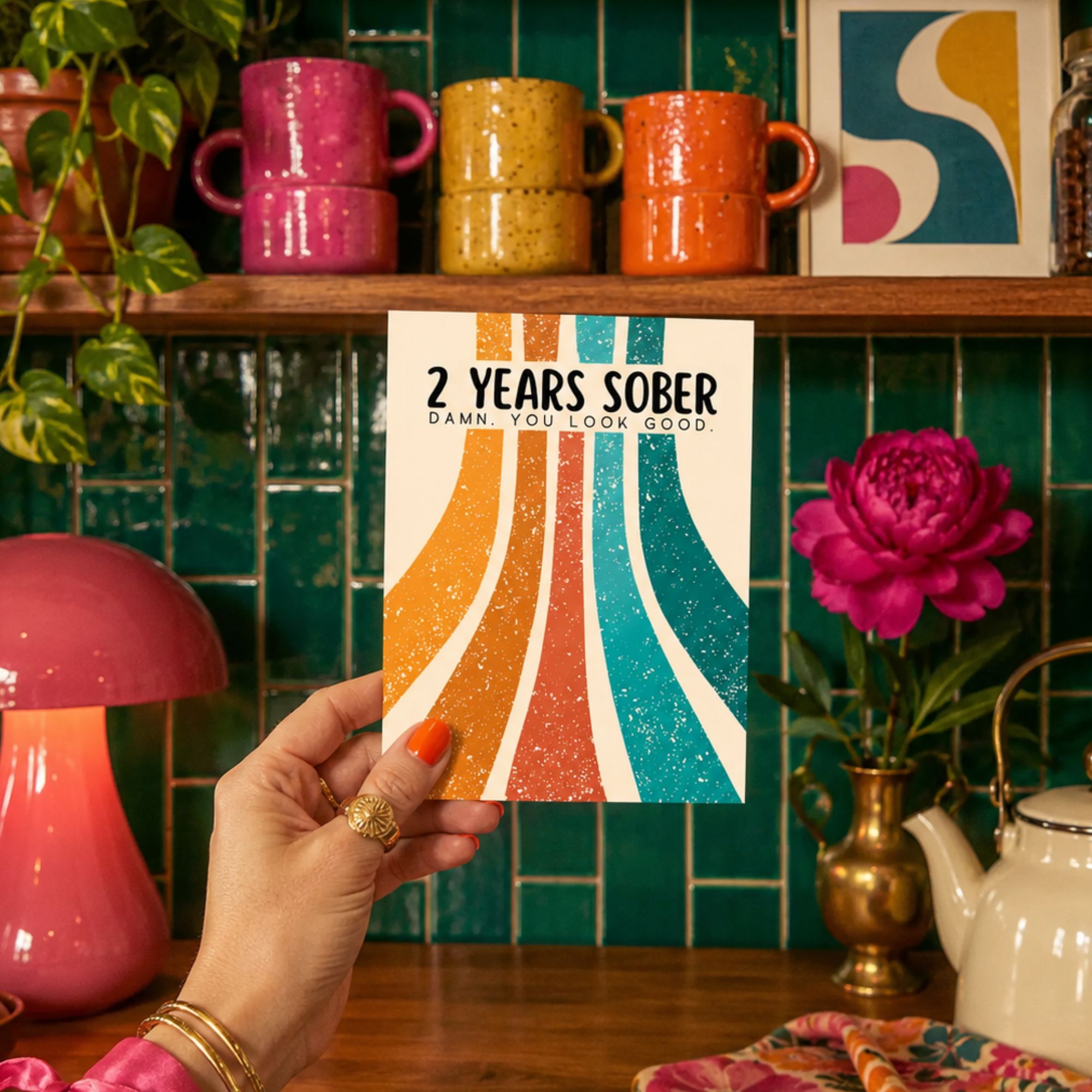 Funny Sobriety Card — 2 Years Sober Damn You Look Good A2 Card