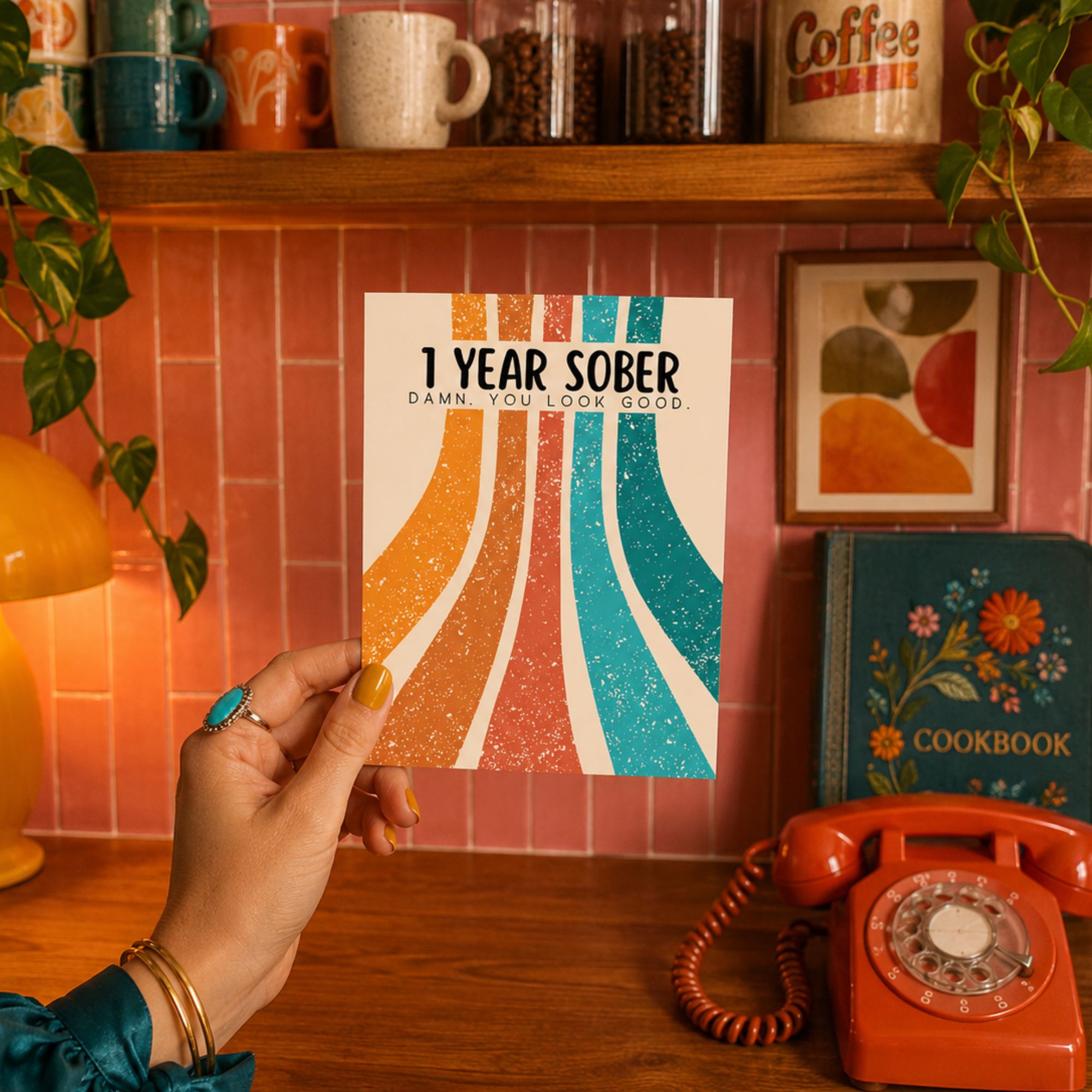 Funny Sobriety Card — 1 Year Sober Holy Shit A2 Card