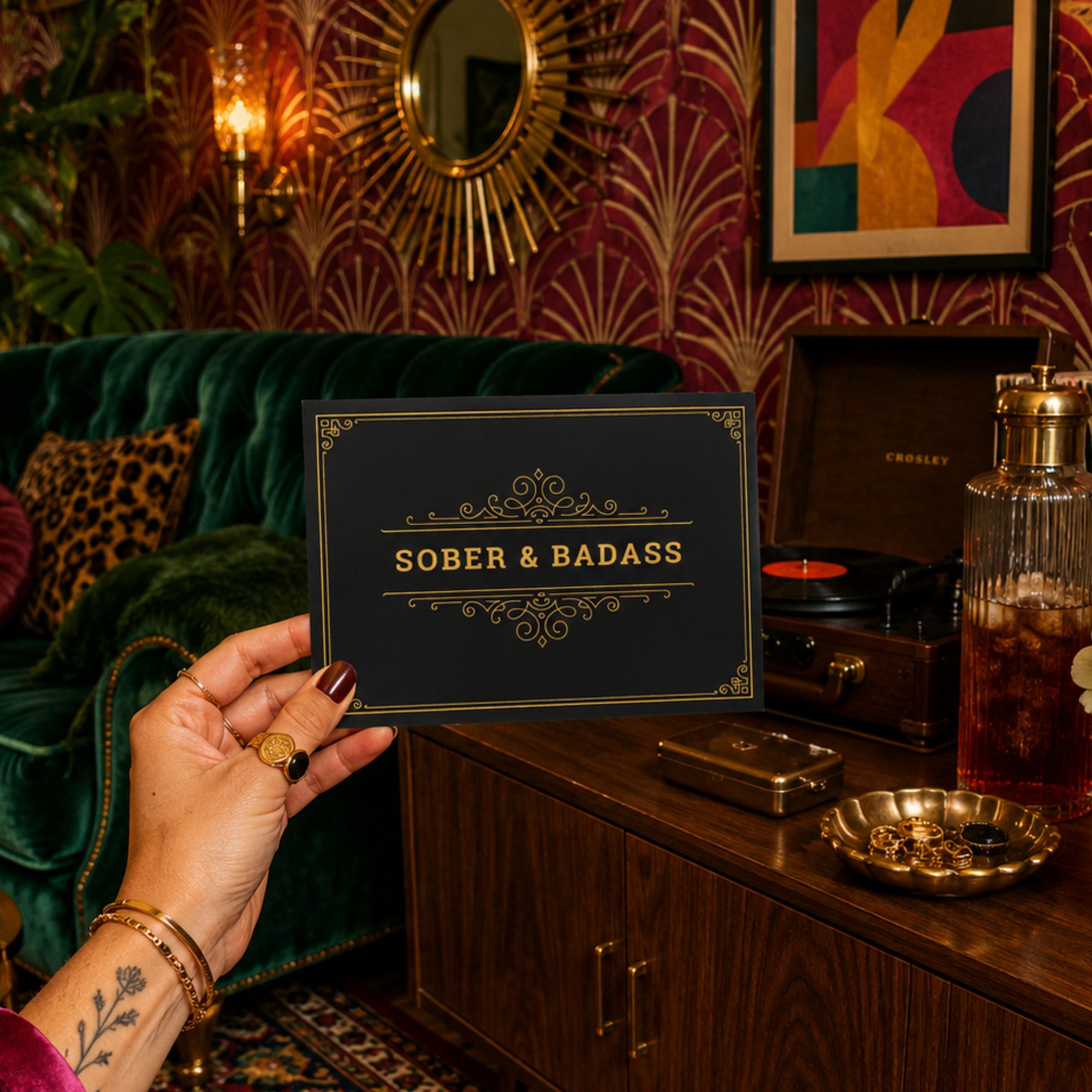 Funny Sobriety Card — Sober and Badass A2 Card