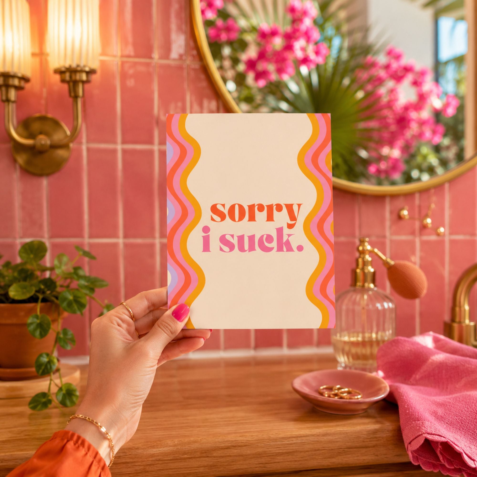 Funny Apology Card — Sorry I Suck A2 Card