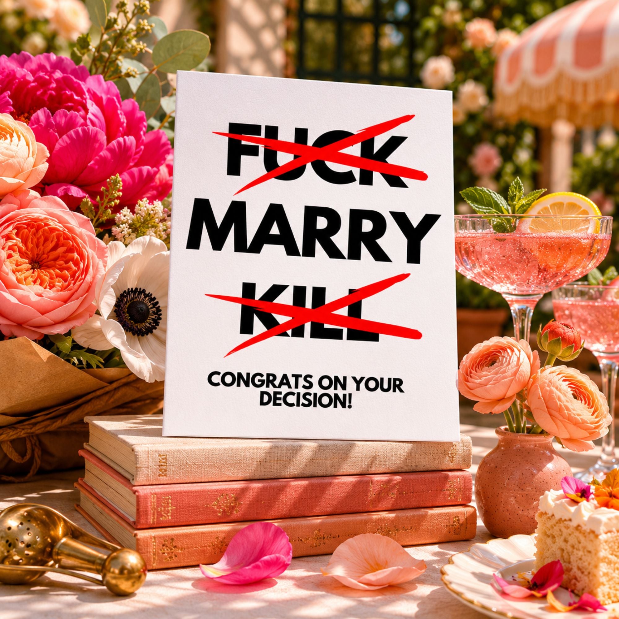 Funny Wedding Card — Fuck Marry Kill Congratulations A2 Card