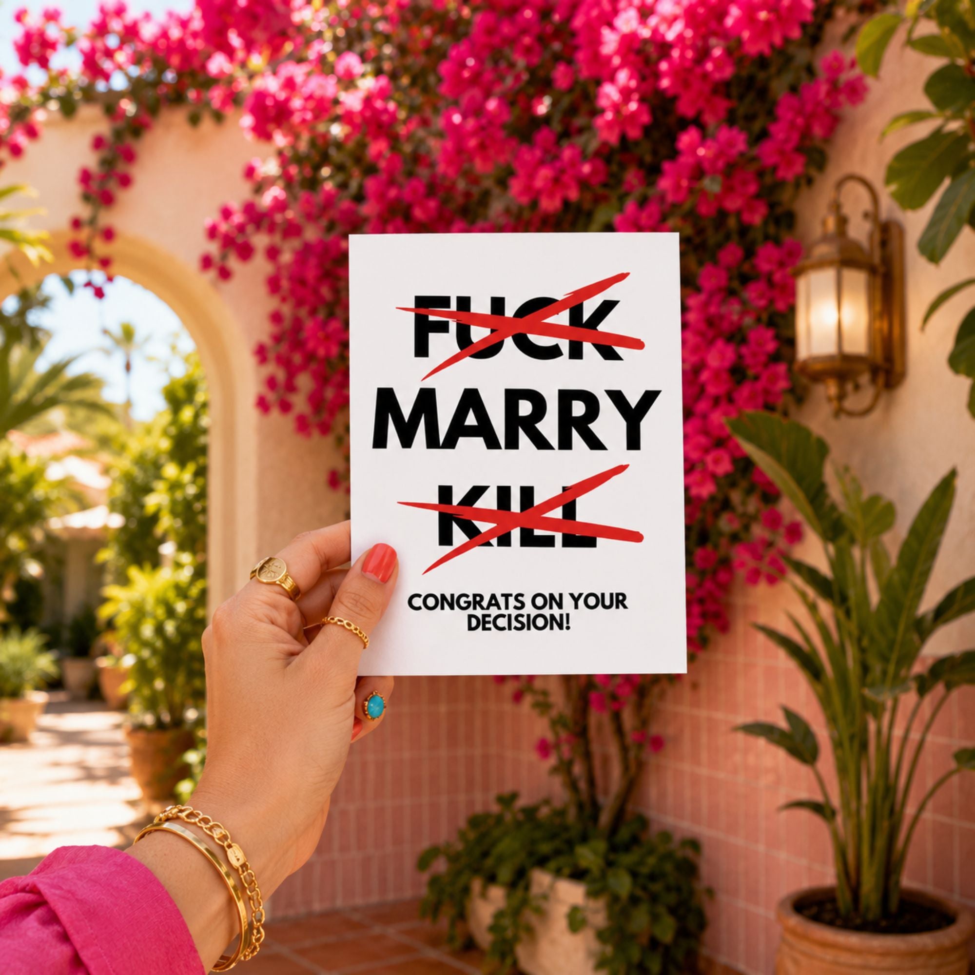 Funny Wedding Card — Fuck Marry Kill Congratulations A2 Card