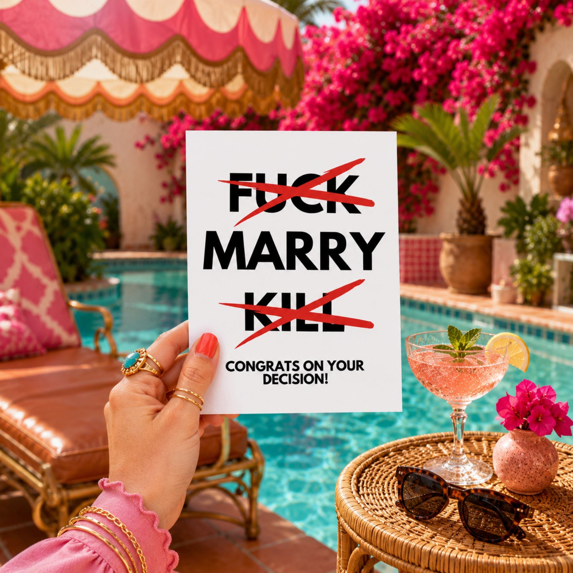 Funny Wedding Card — Fuck Marry Kill Congratulations A2 Card
