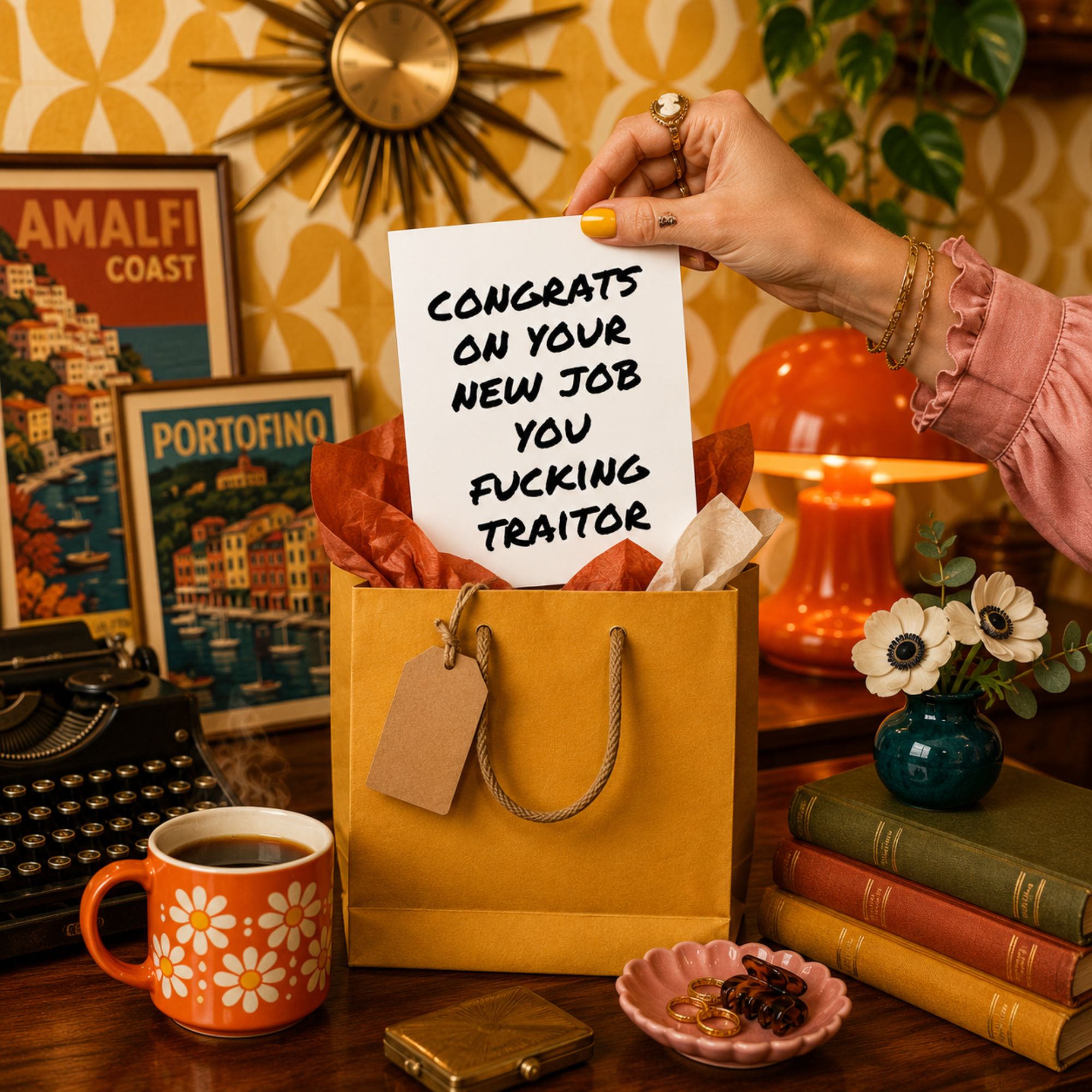 Funny New Job Card for Coworker — Congrats You Fucking Traitor A2 Card