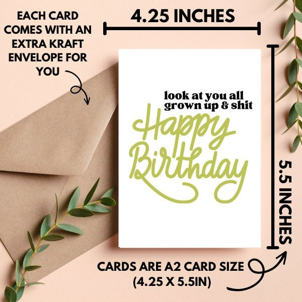 Grown & Shit Birthday Card