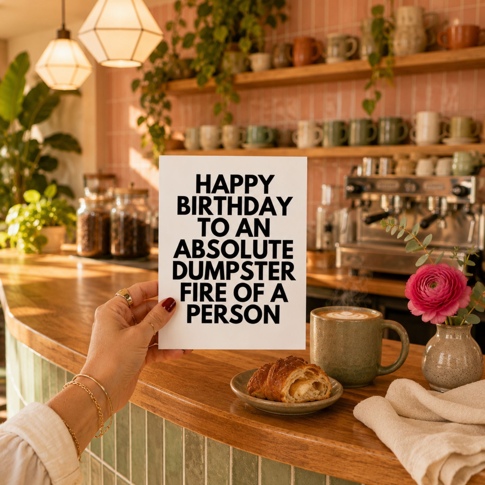 Funny Birthday Card for Friend — Happy Birthday to an Absolute Dumpster Fire A2 Card