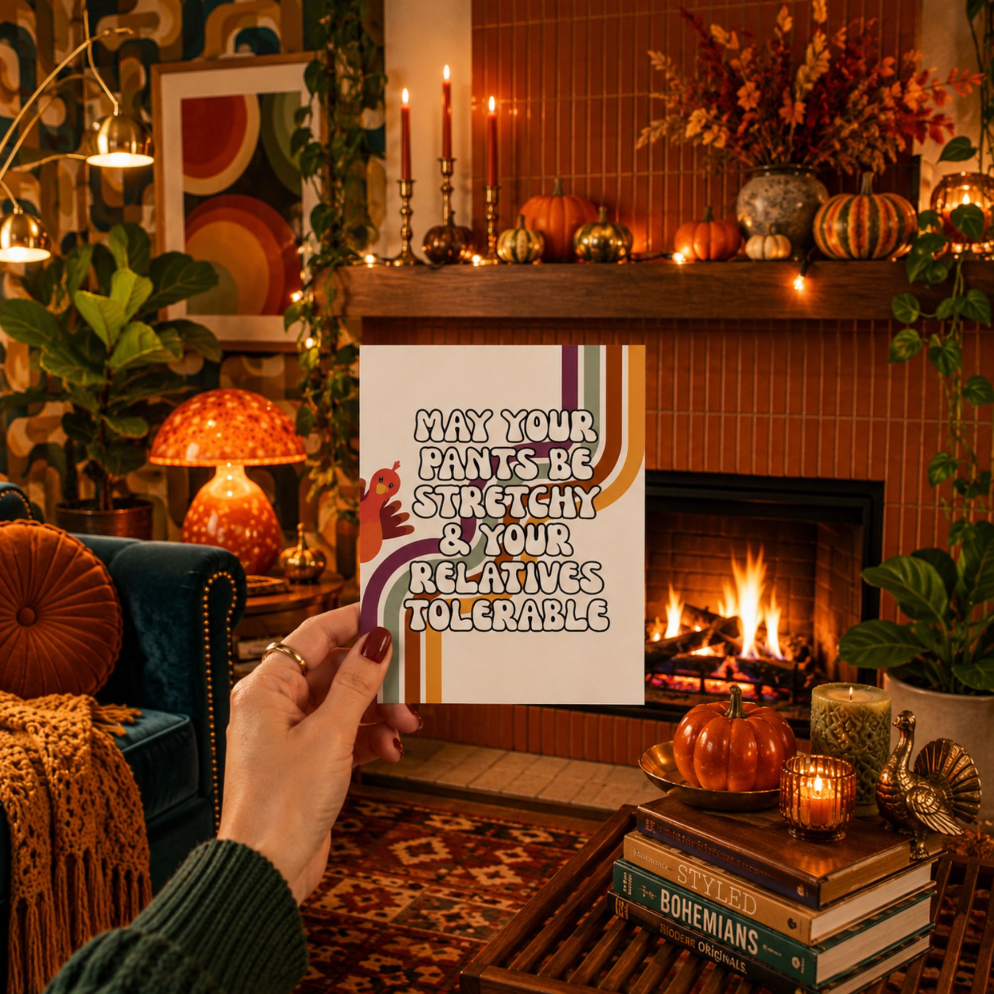 Funny Thanksgiving Card — Stretchy Pants and Pie A2 Card