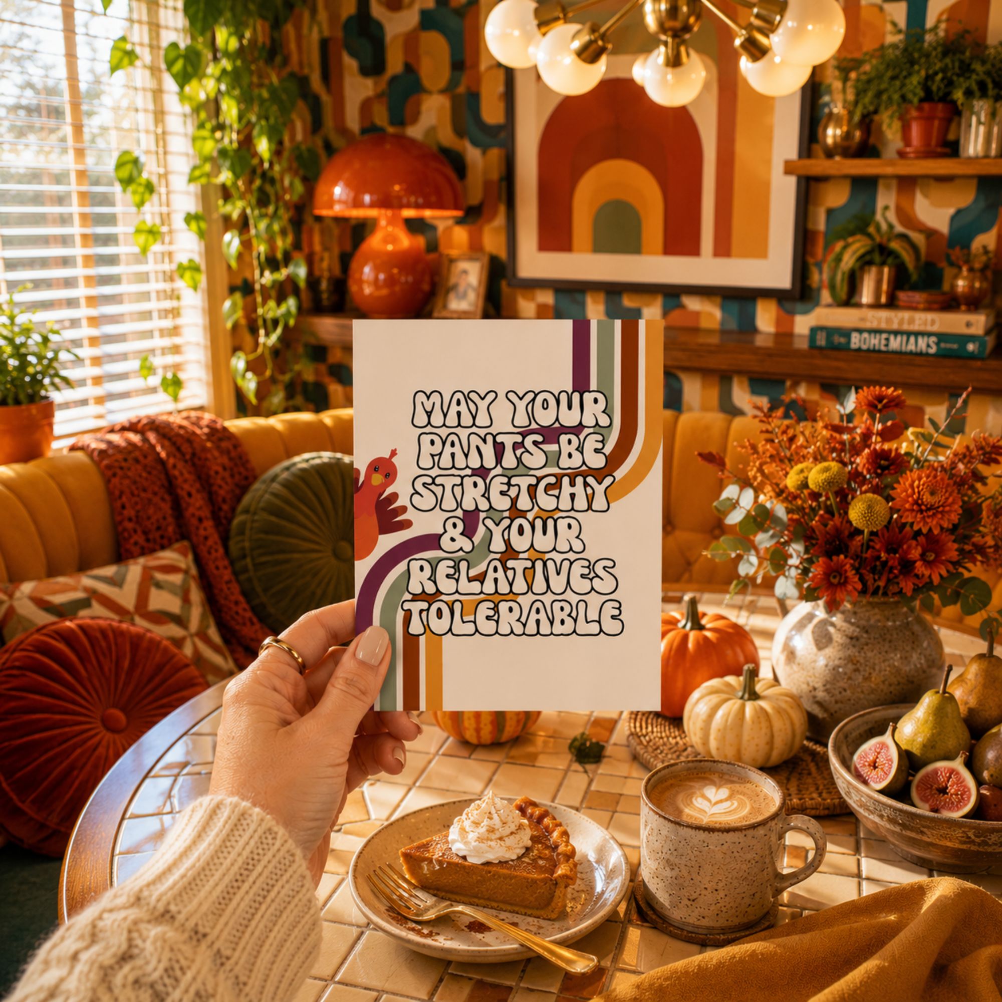 Funny Thanksgiving Card — Stretchy Pants and Pie A2 Card