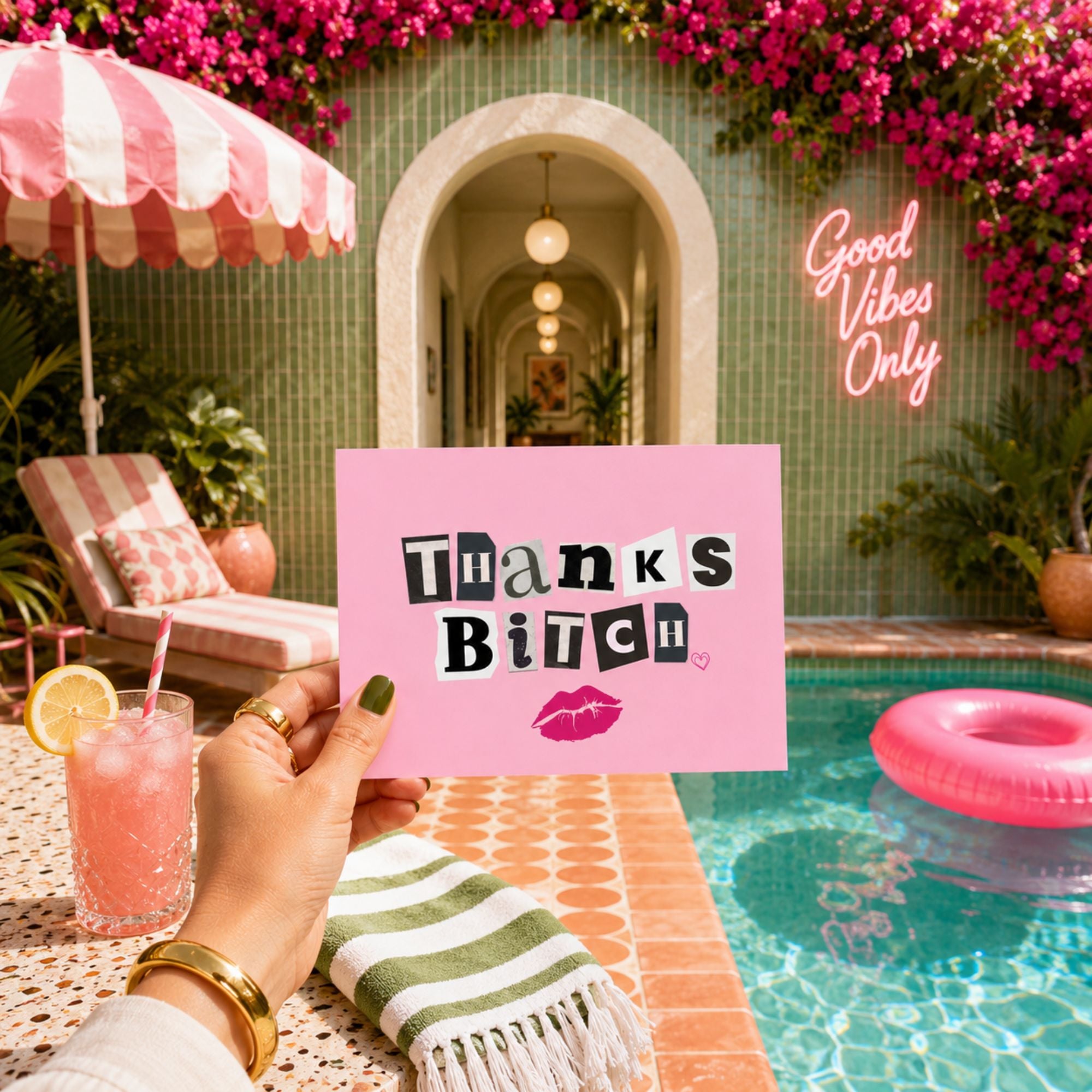 Funny Thank You Card — Thanks Bitch A2 Card