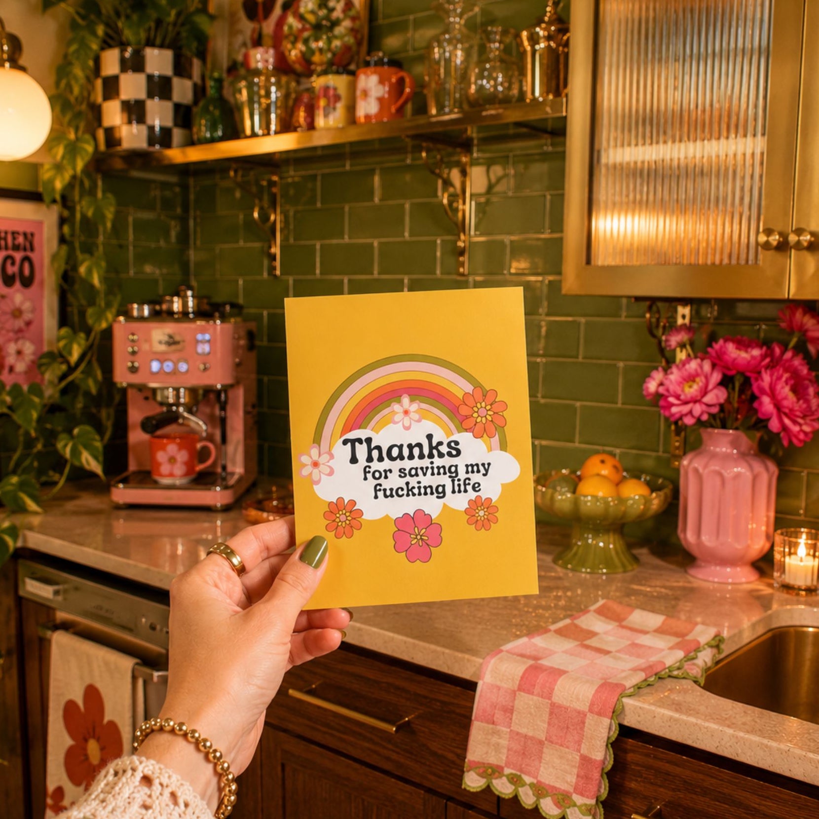Funny Thank You Card — Thanks For Saving My Fucking Life A2 Card