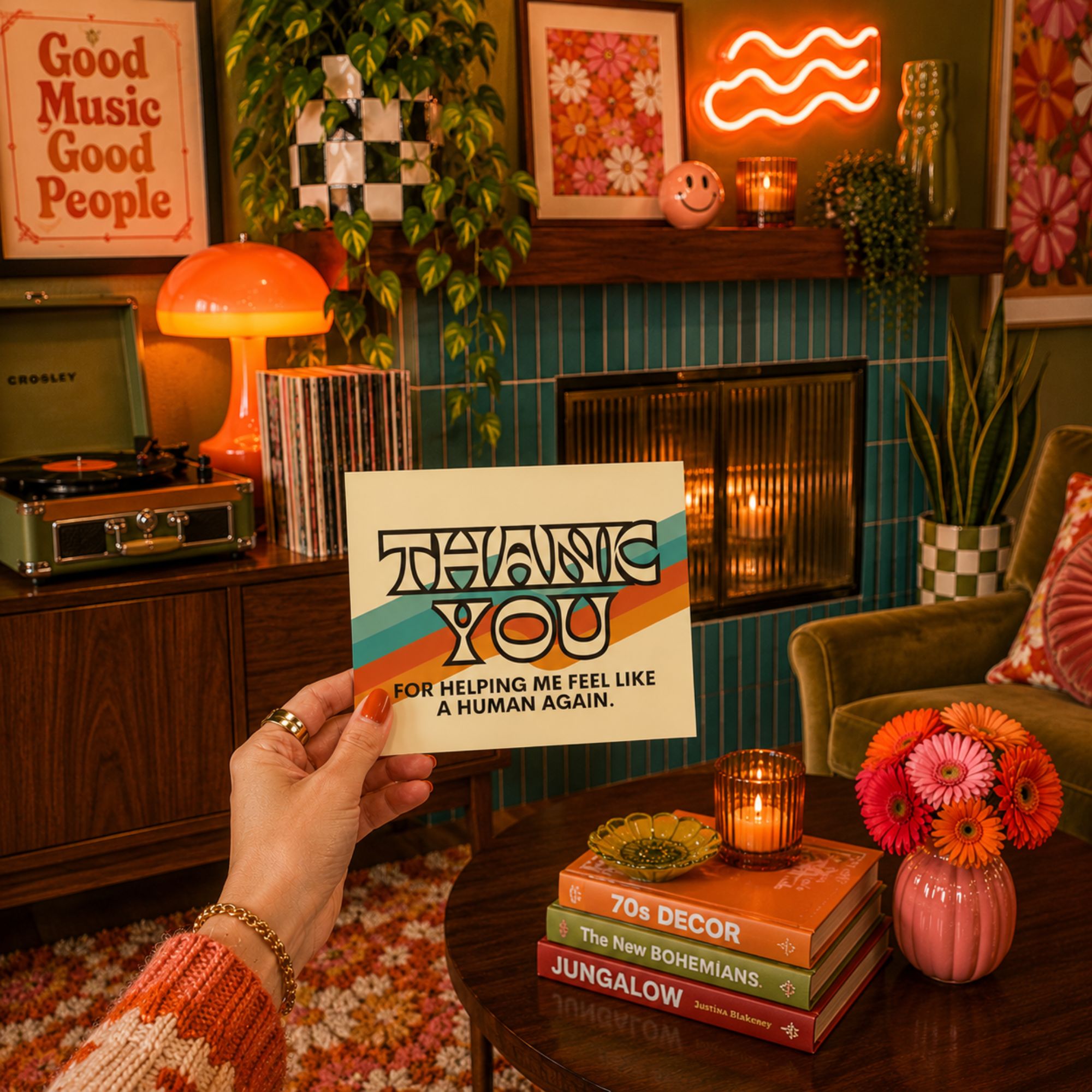 Funny Thank You Card — Thanks for Helping Me Feel Human A2 Card
