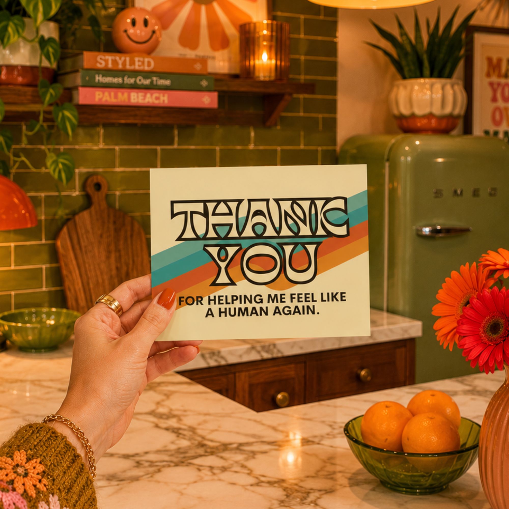 Funny Thank You Card — Thanks for Helping Me Feel Human A2 Card