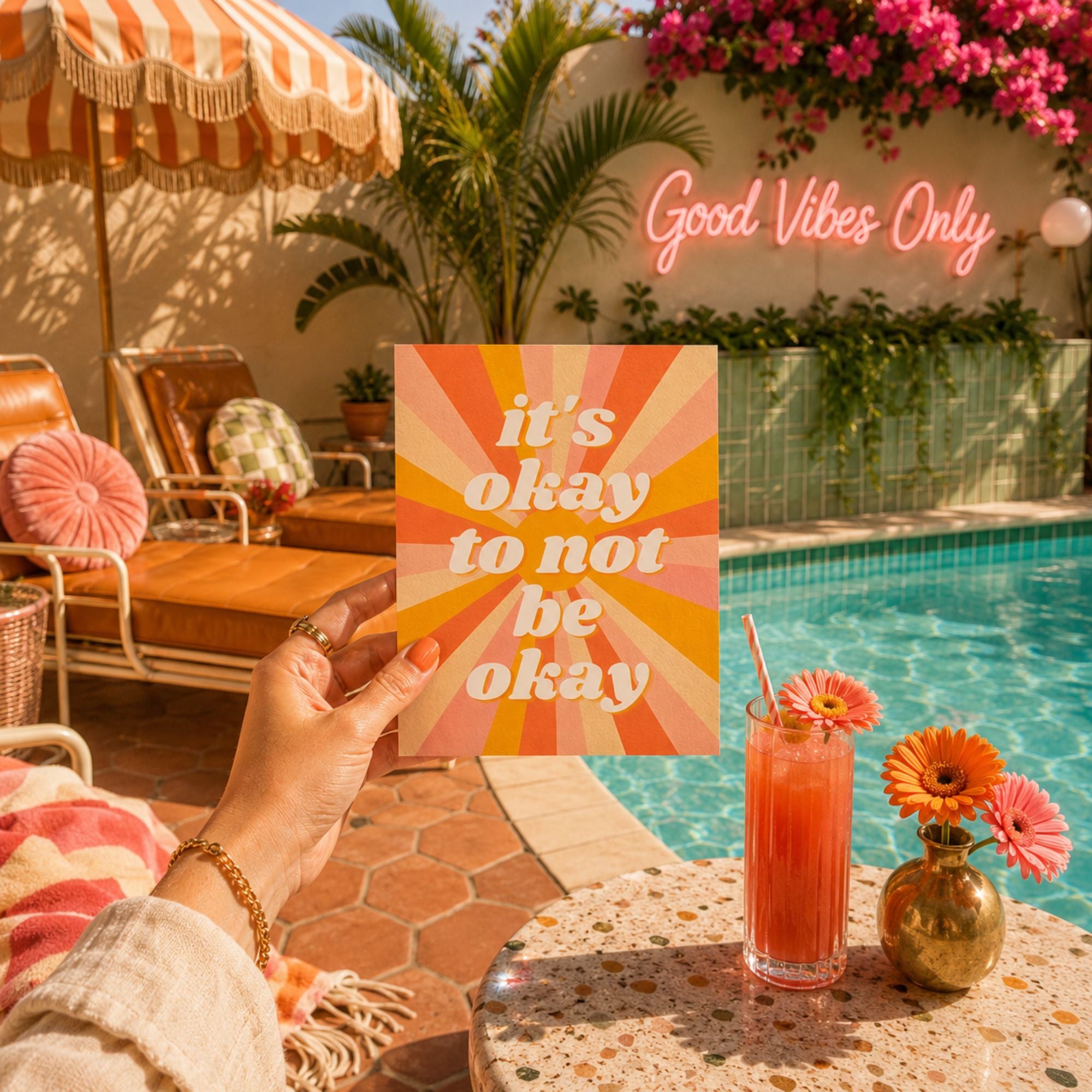 Funny Sympathy Encouragement Card — It's Okay to Not Be Okay A2 Card