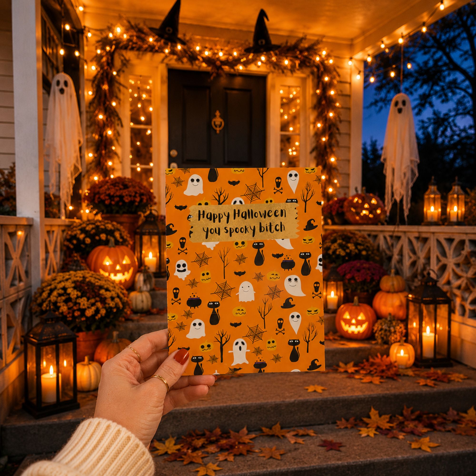 Funny Halloween Card for Best Friend — Happy Halloween You Spooky Bitch A2 Card
