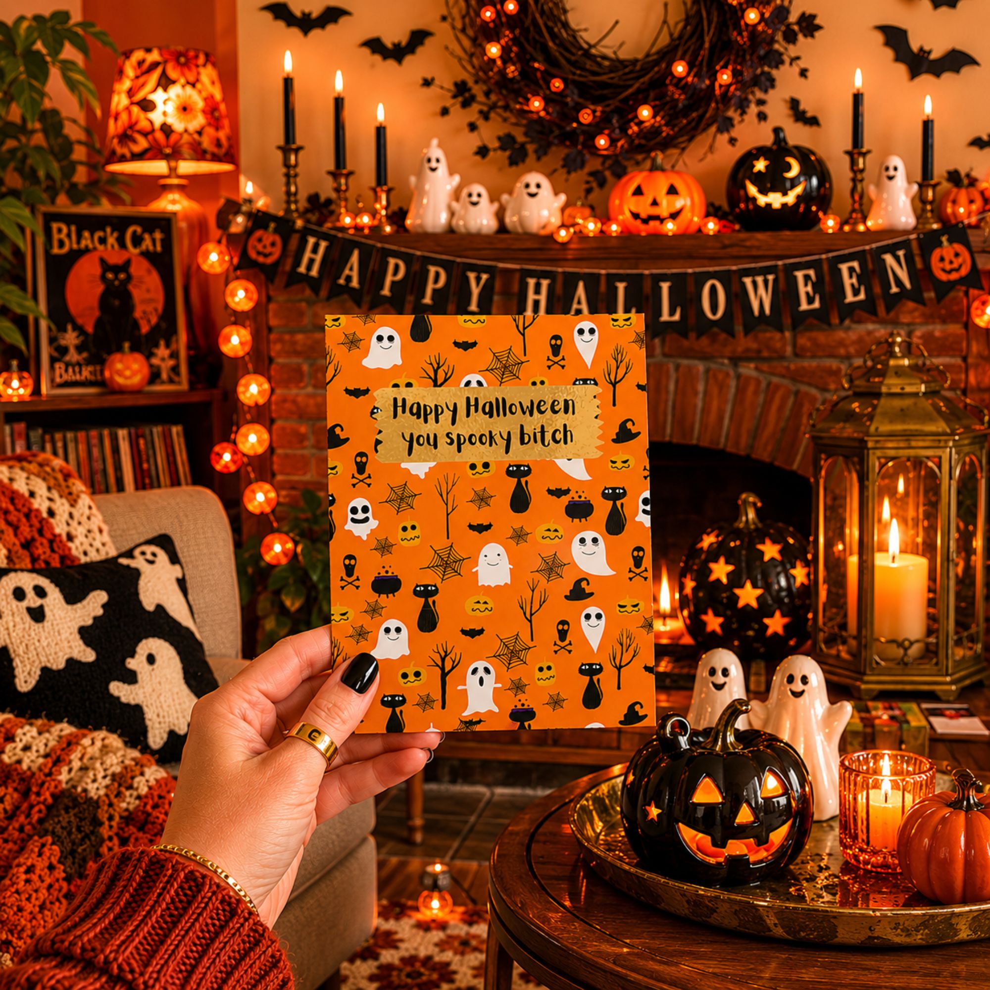 Funny Halloween Card for Best Friend — Happy Halloween You Spooky Bitch A2 Card