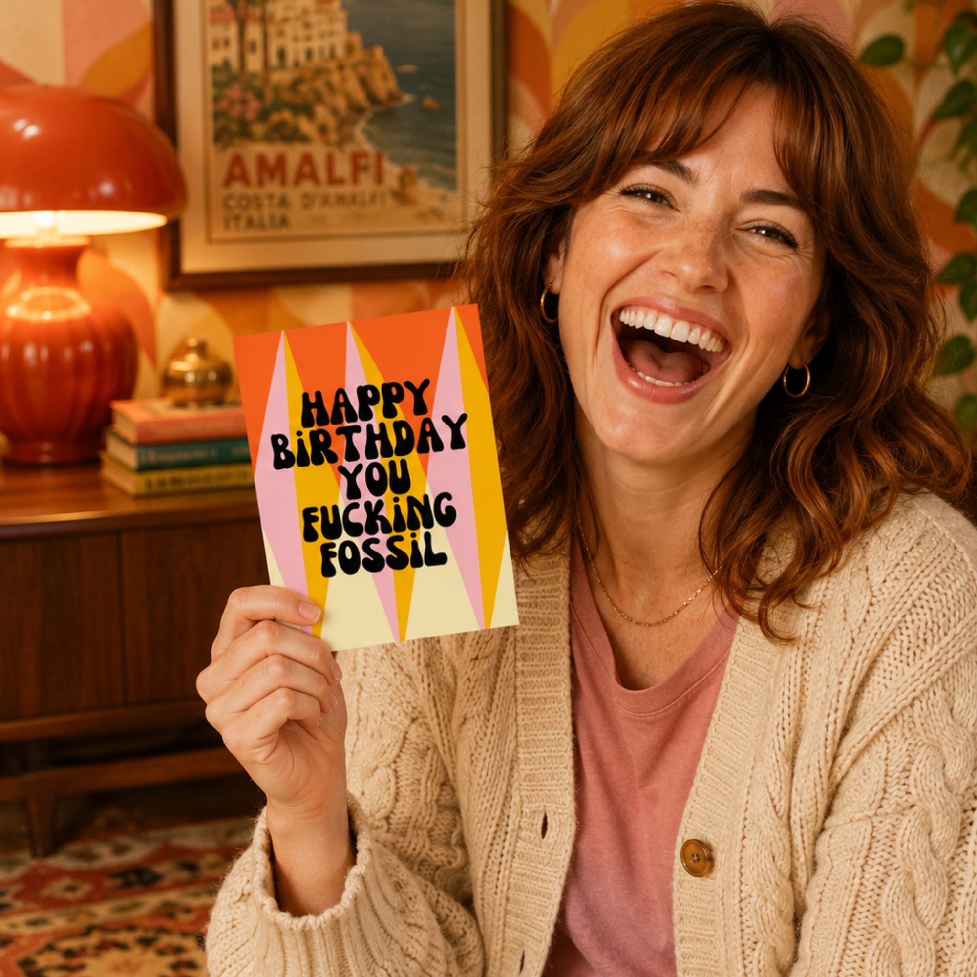 Funny Old Age Birthday Card — Happy Birthday You Fucking Fossil A2 Card