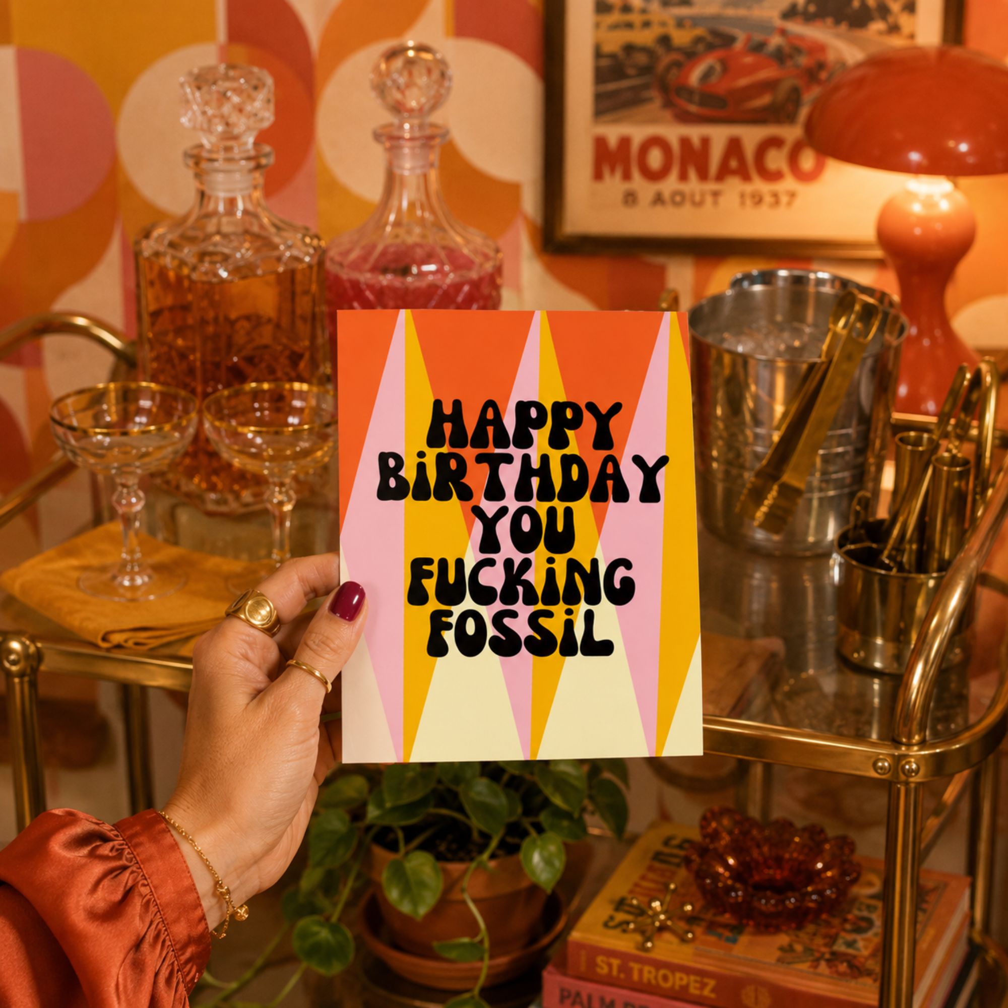 Funny Old Age Birthday Card — Happy Birthday You Fucking Fossil A2 Card