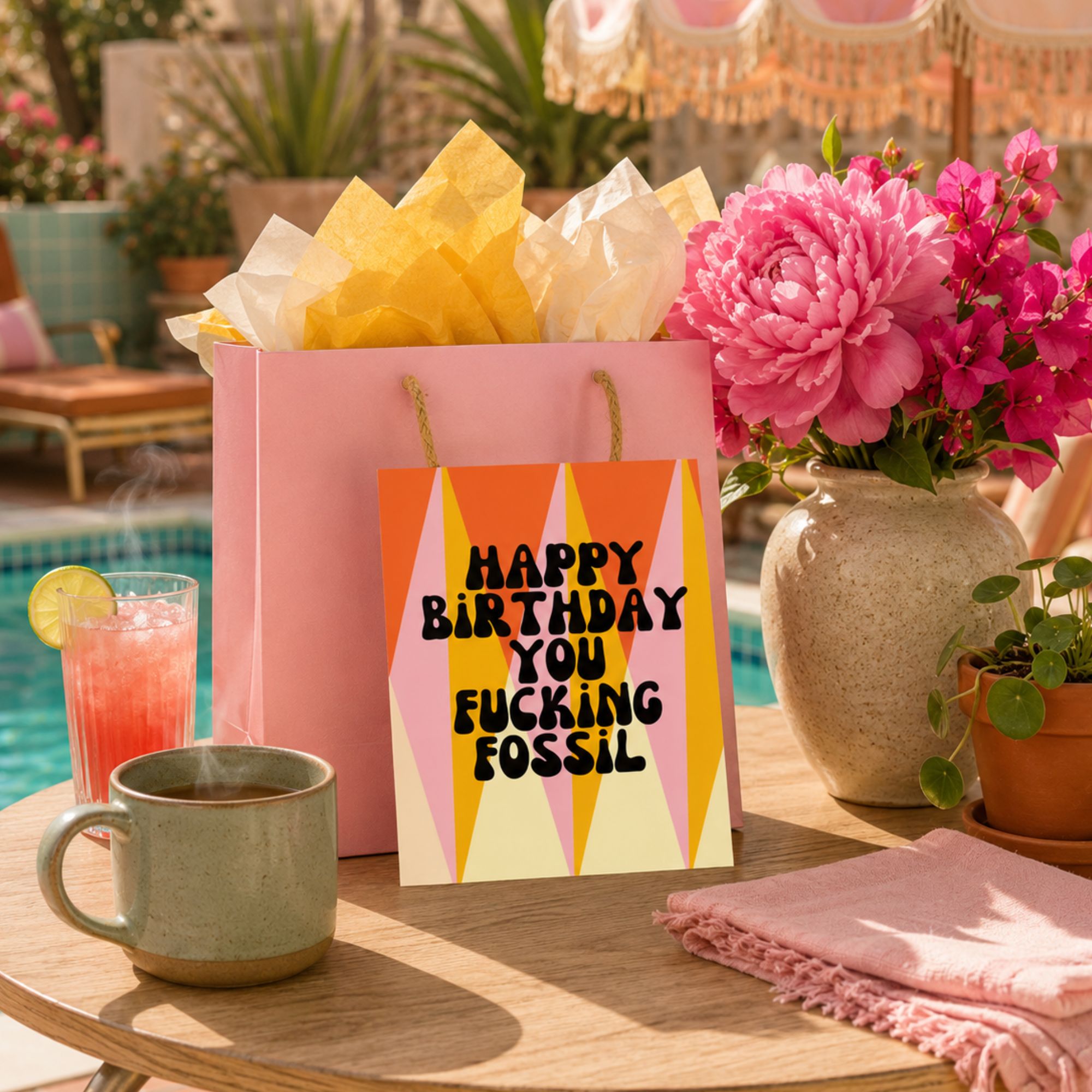 Funny Old Age Birthday Card — Happy Birthday You Fucking Fossil A2 Card