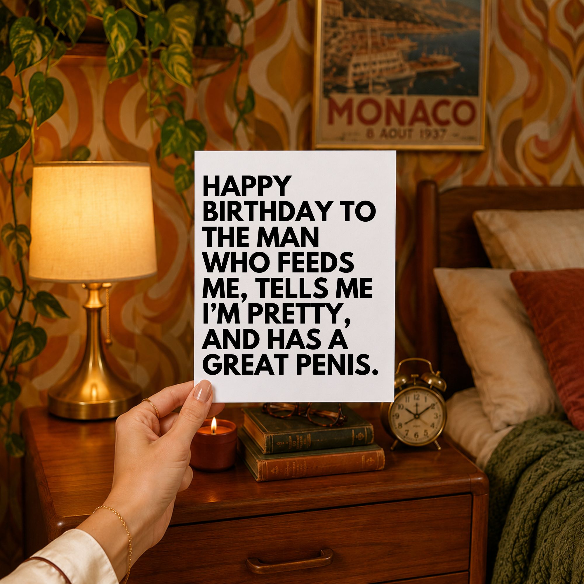 Naughty Birthday Card for Boyfriend or Husband — Happy Birthday to the Man Who Feeds Me A2 Card