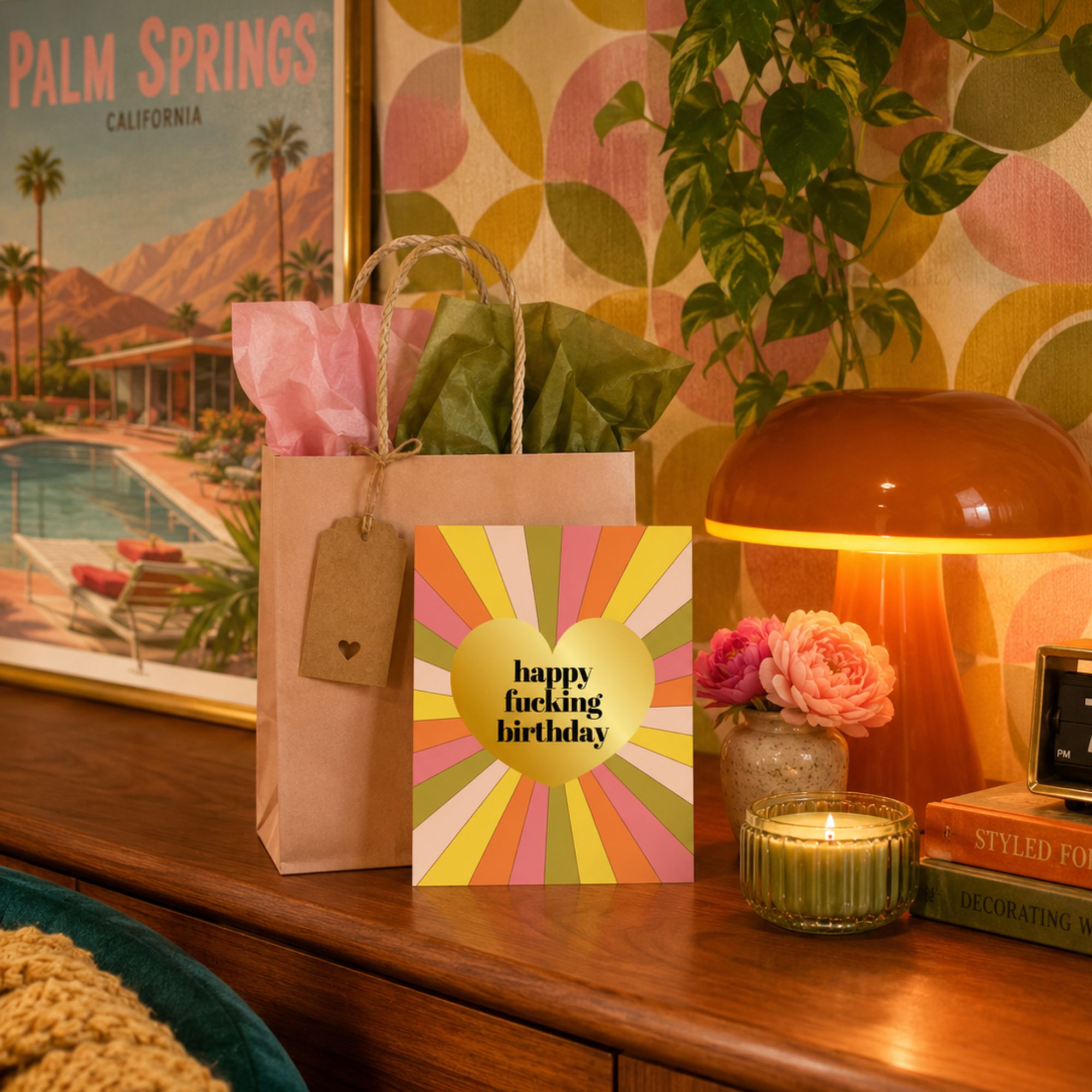 Funny Retro Birthday Card — Happy Fucking Birthday A2 Card