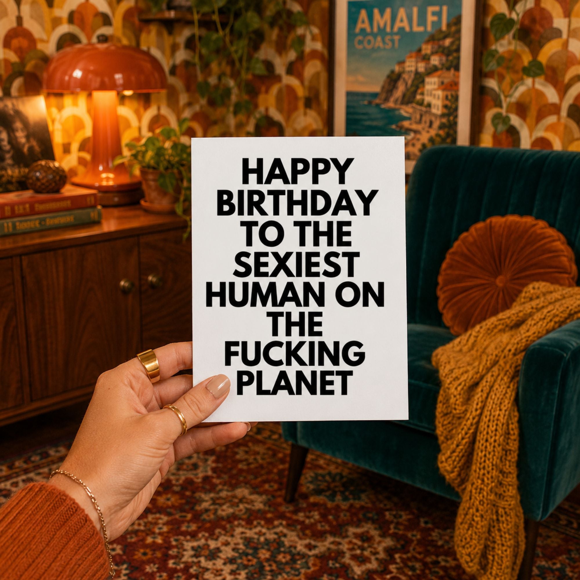 Funny Birthday Card — Happy Birthday to the Sexiest Human on the Planet A2 Card