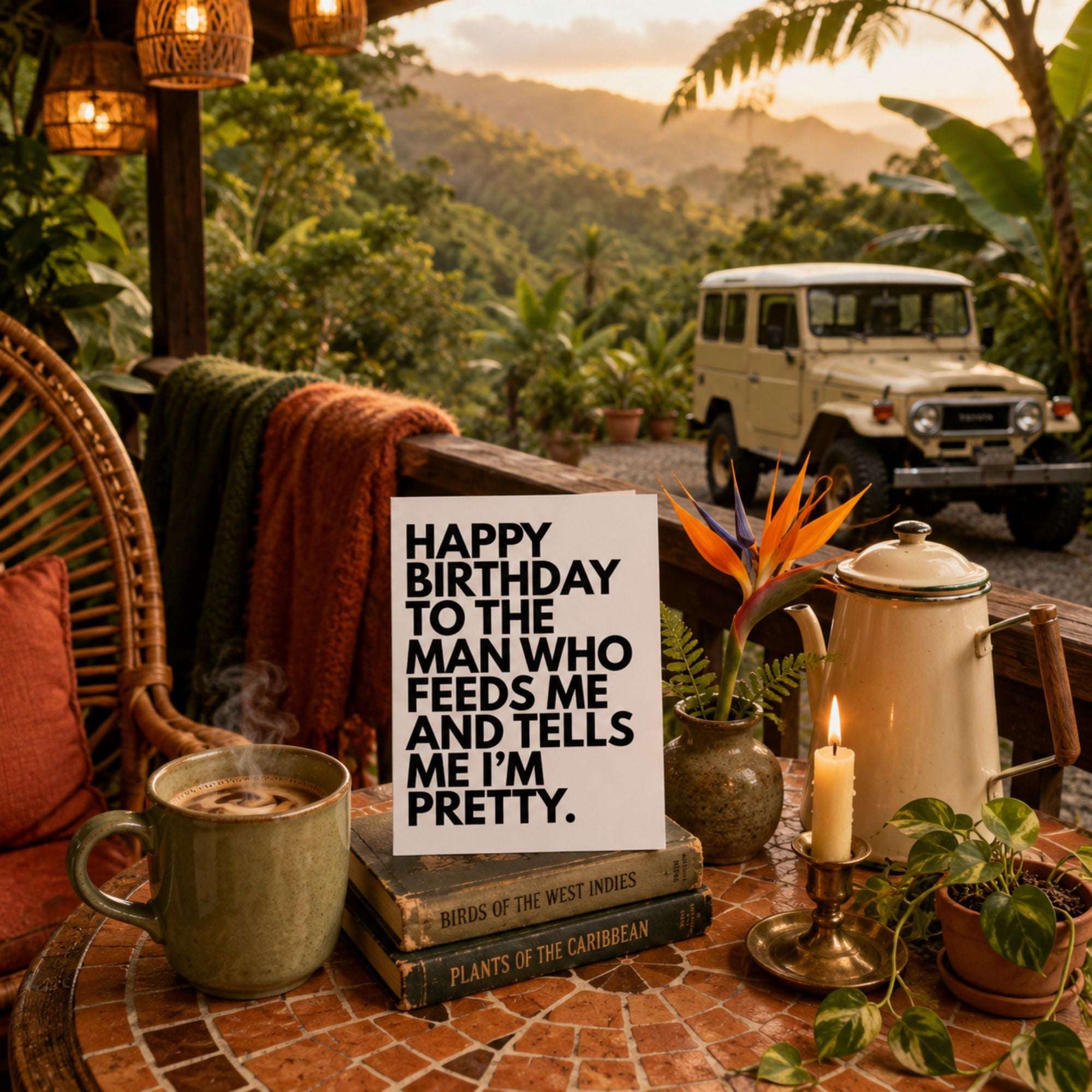 Funny Birthday Card for Boyfriend or Husband — Feed Me and Tell Me I'm Pretty A2 Card