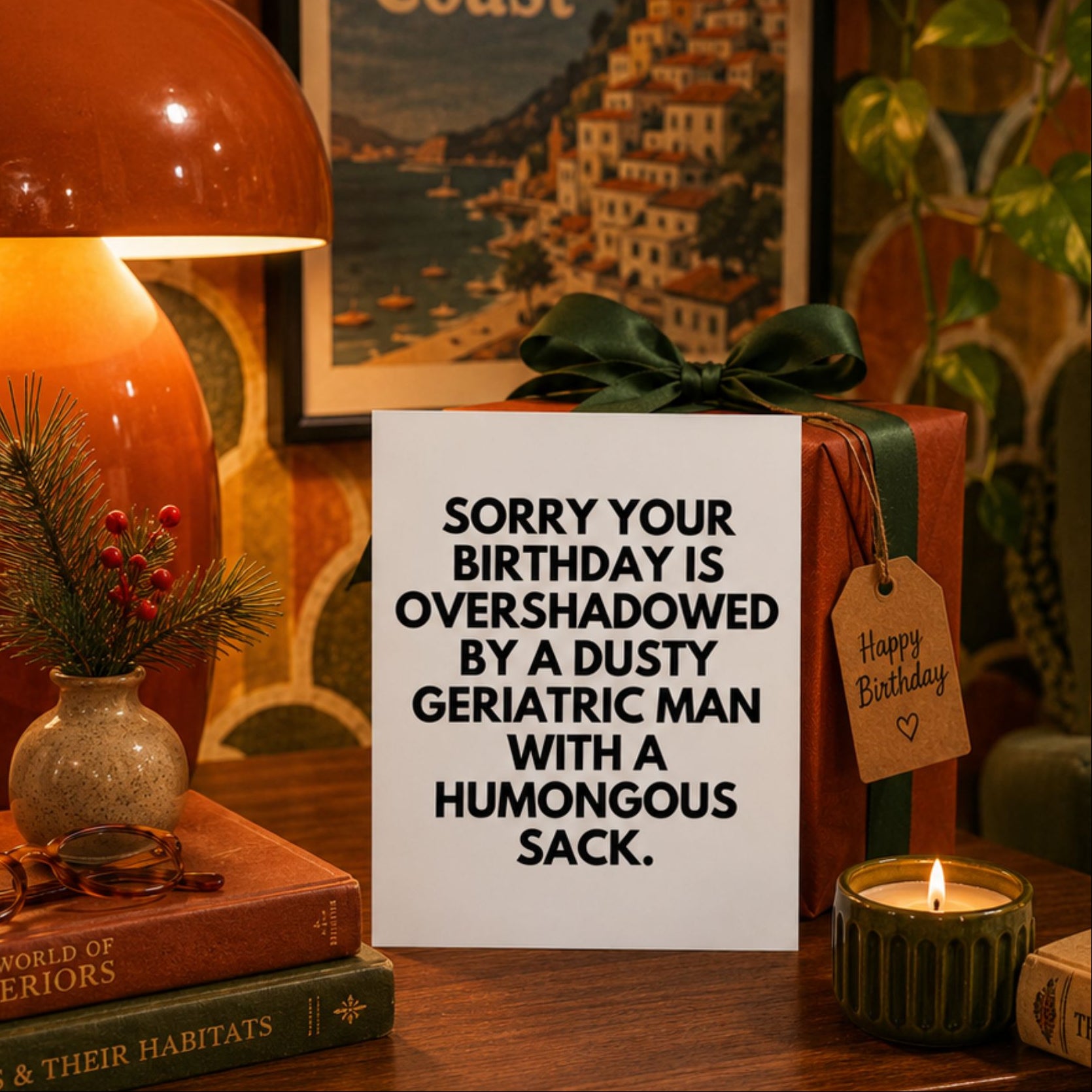 Funny December Birthday Card — Overshadowed by Christmas A2 Card