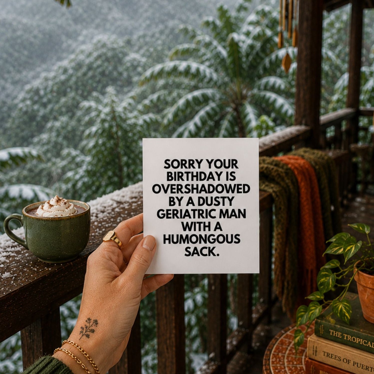 Funny December Birthday Card — Overshadowed by Christmas A2 Card