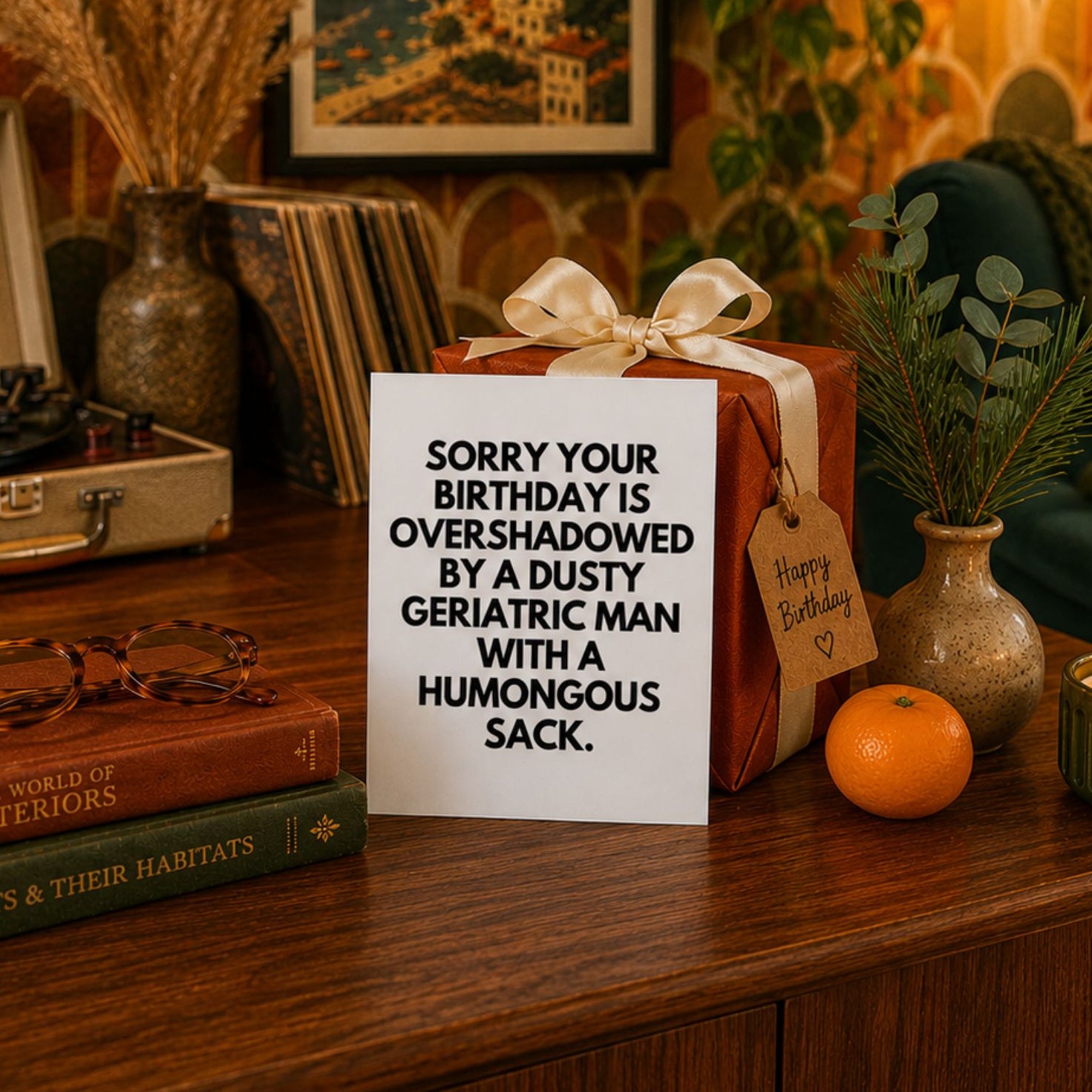Funny December Birthday Card — Overshadowed by Christmas A2 Card