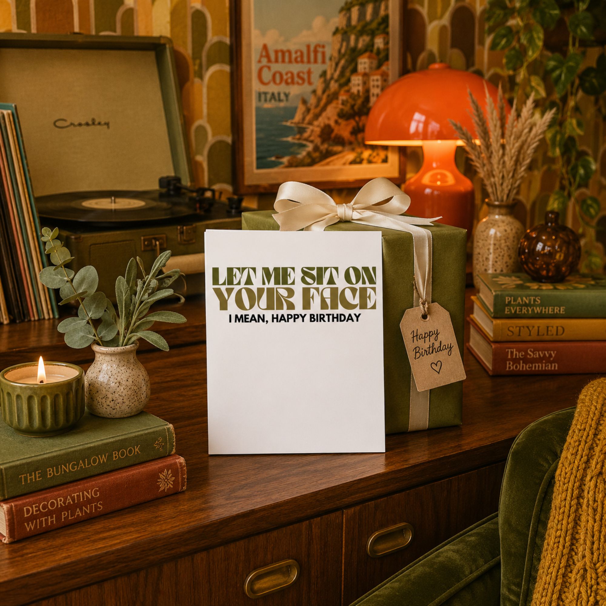 Naughty Birthday Card for Husband or Boyfriend — Let Me Sit on Your Face A2 Card