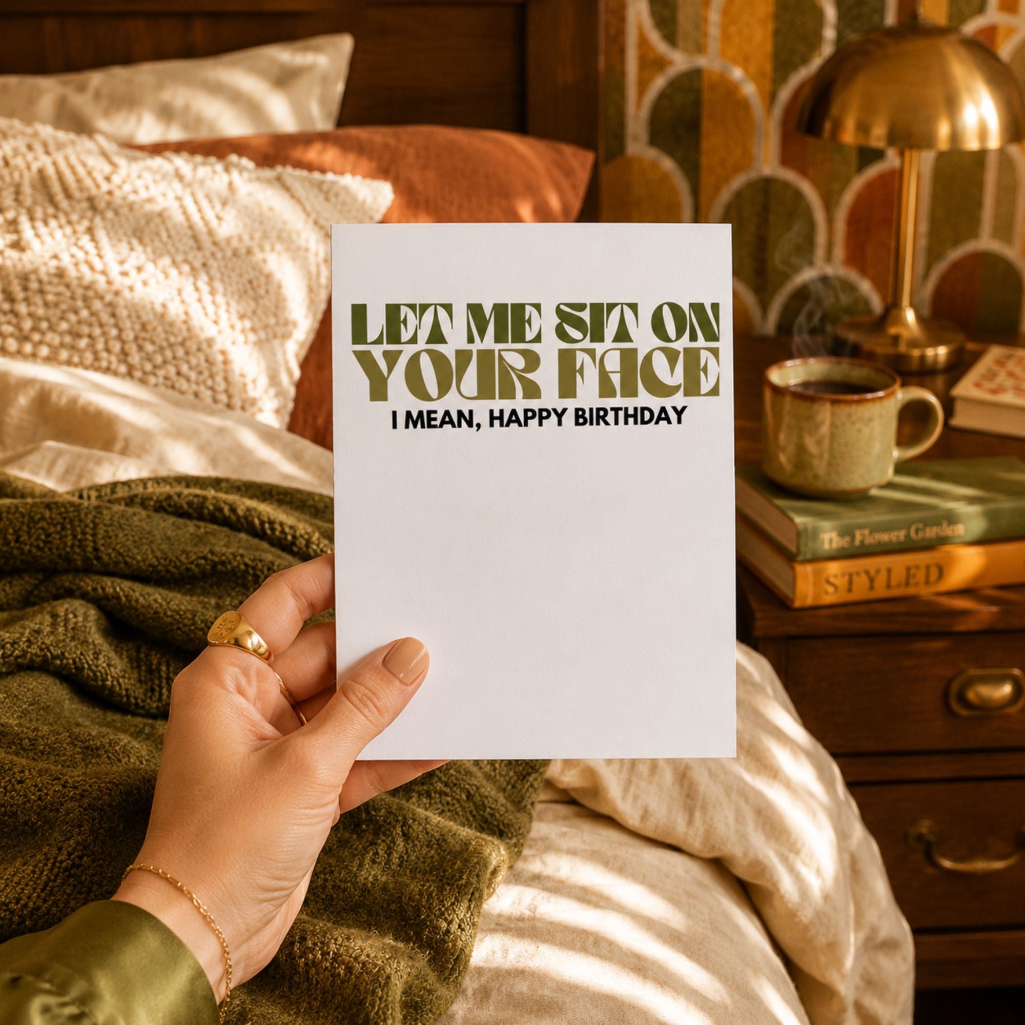 Naughty Birthday Card for Husband or Boyfriend — Let Me Sit on Your Face A2 Card