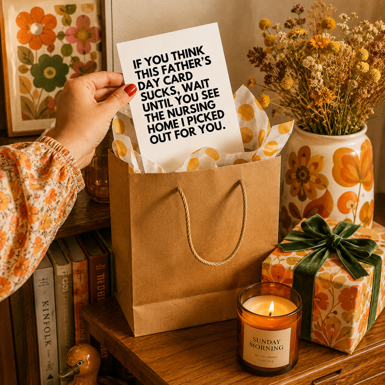 Funny Father's Day Card for Dad — Nursing Home Joke Threat A2 Card