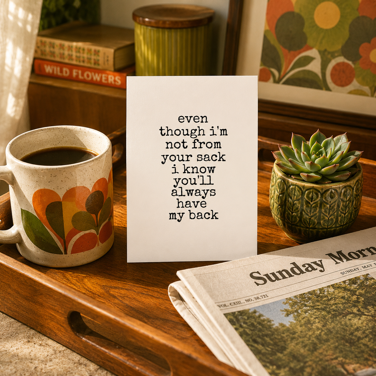 Funny Father's Day Card for Step Dad — Even Though I'm Not From Your Sack A2 Card