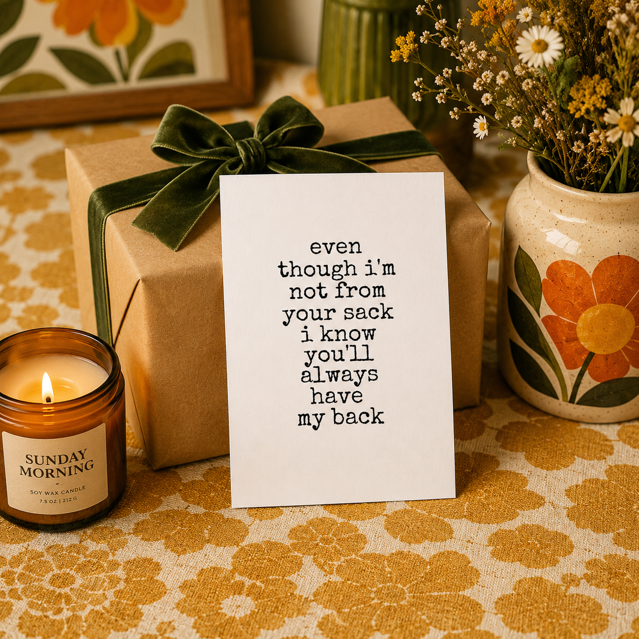 Funny Father's Day Card for Step Dad — Even Though I'm Not From Your Sack A2 Card