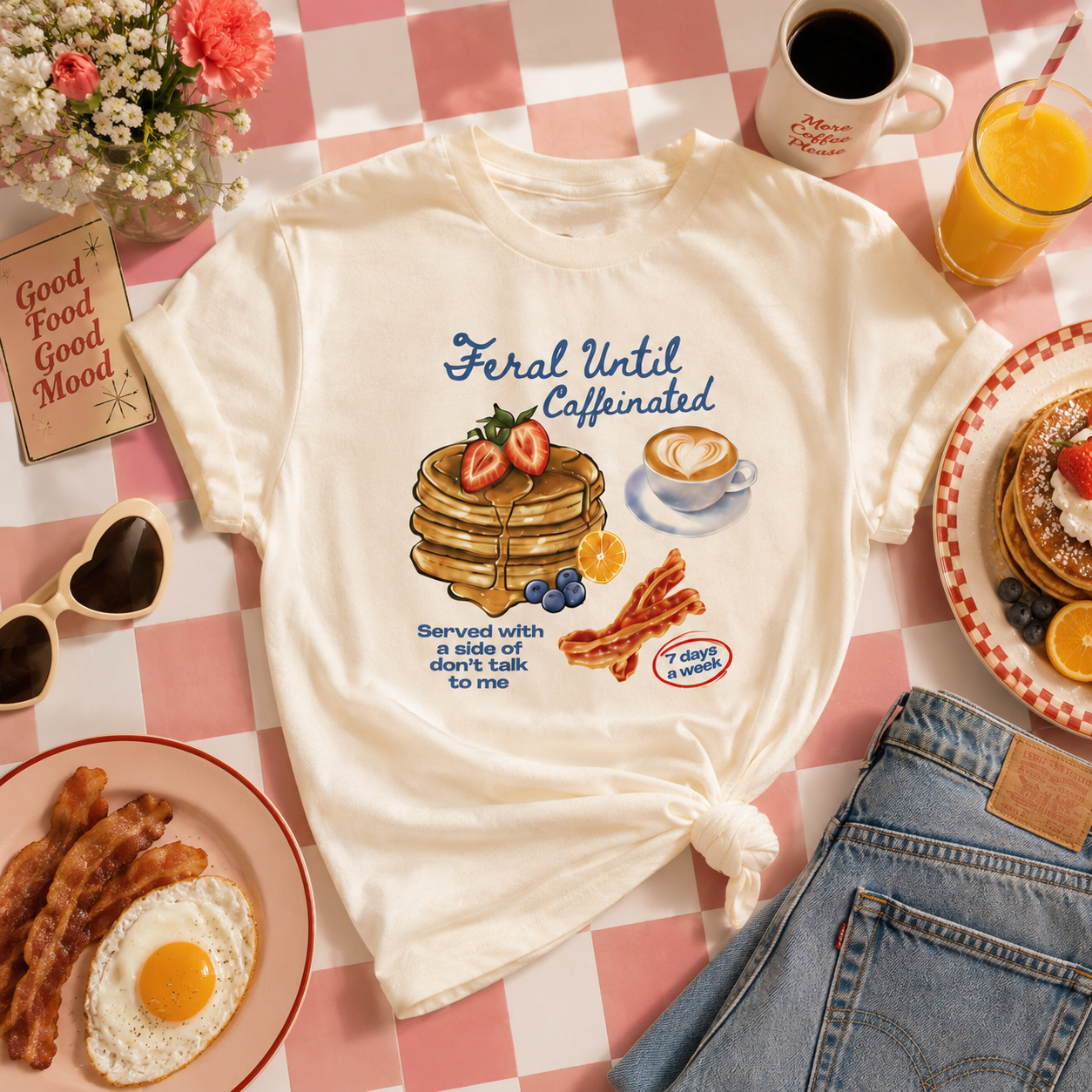 Funny Morning T-Shirt — Feral Until Caffeinated Comfort Colors Tee